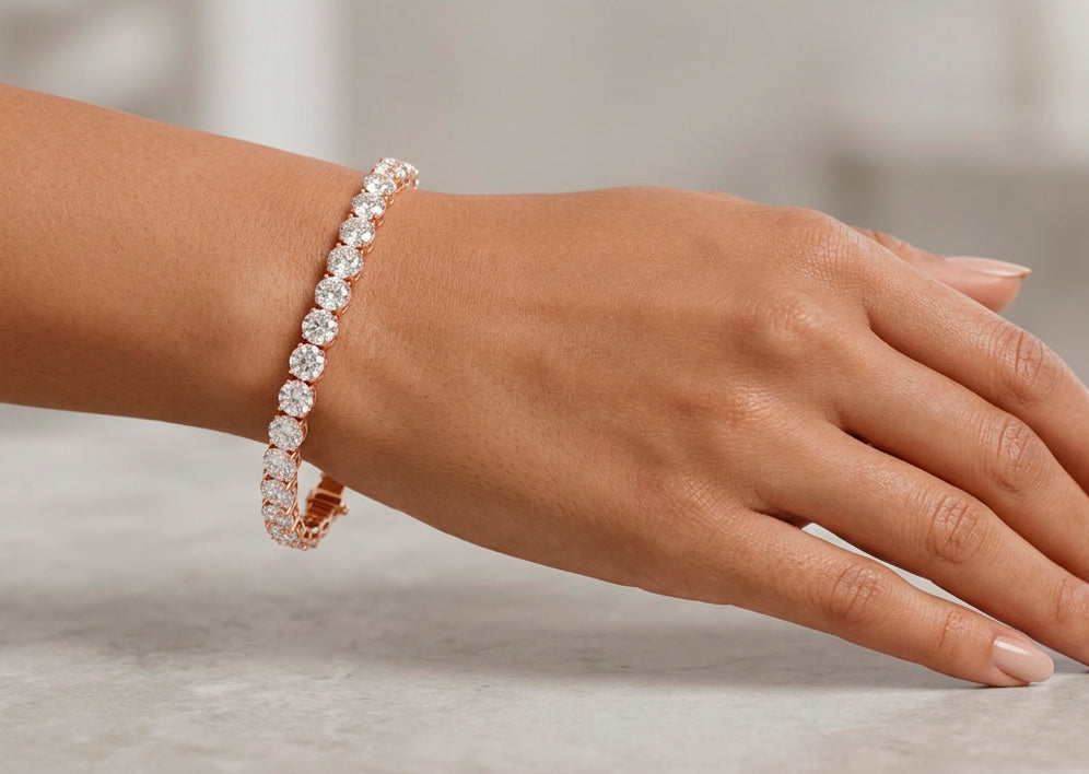 14k Gold Diamond Tennis Bracelet with Round Brilliant Diamonds 11.48 CT
