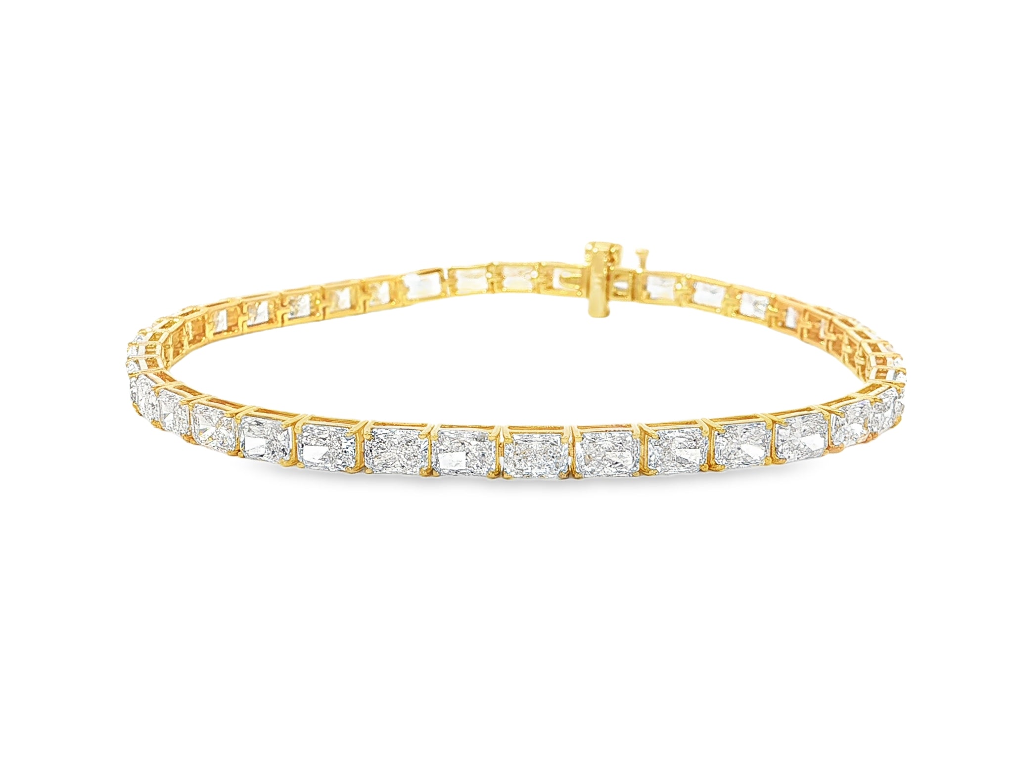14k Gold Diamond Tennis Bracelet with Square Link Design 9.47ct