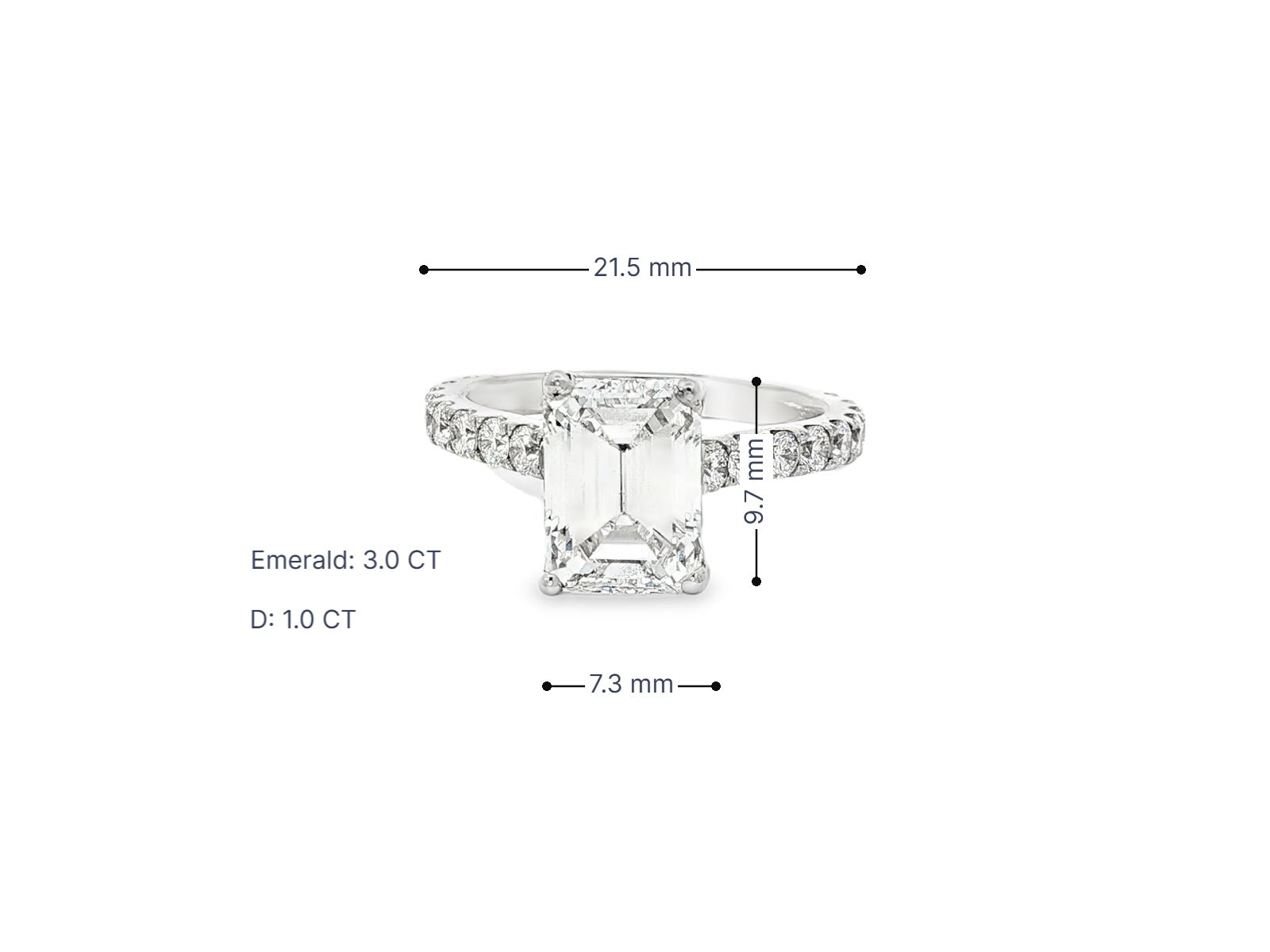 18k Emerald Cut Petite Side - Stone Engagement Ring 4.00 CT - AVI THE JEWELER