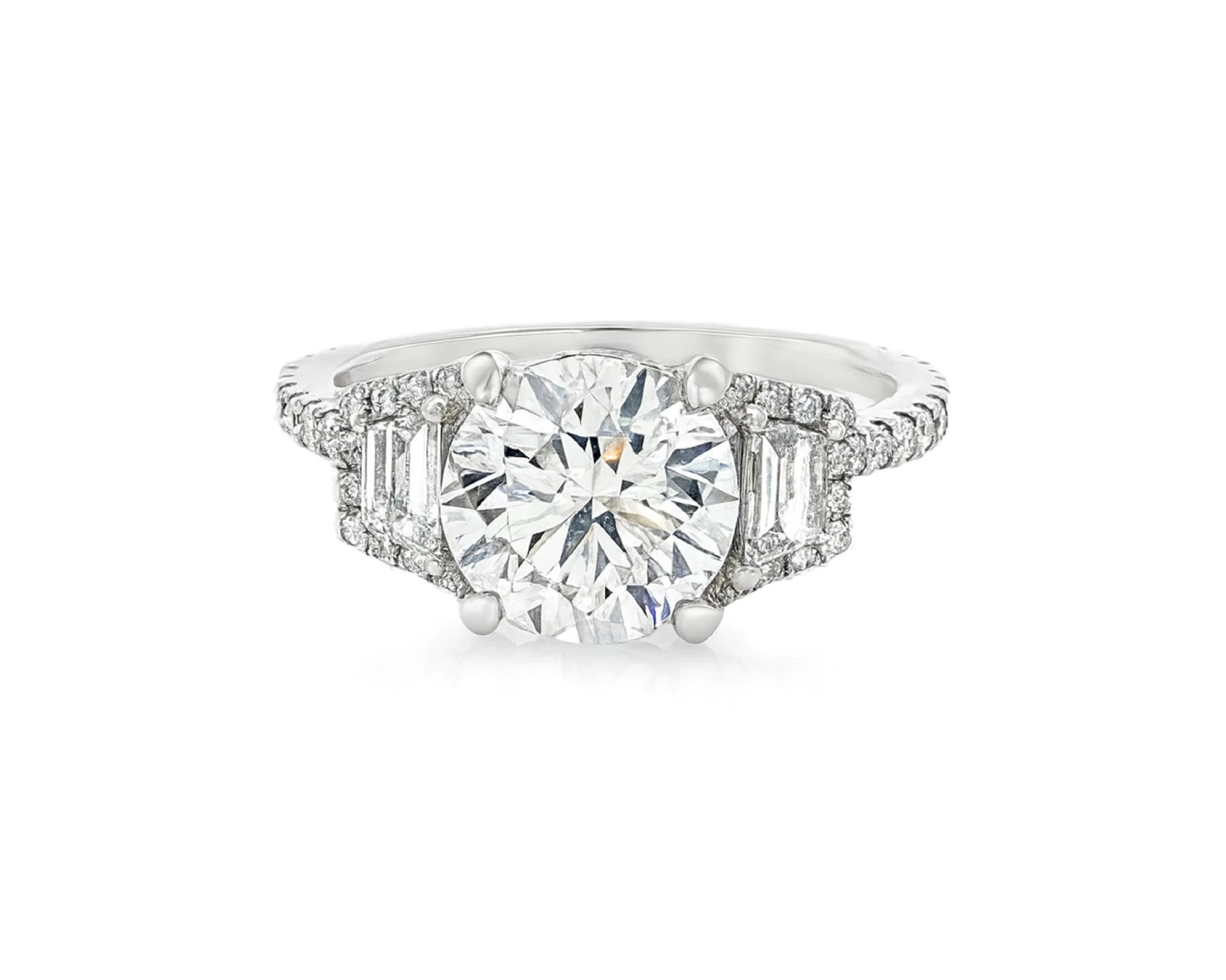 18k Round Cut Baguette Side Stone Diamond Engagement Ring 2.79 CT – lifestyle 2441