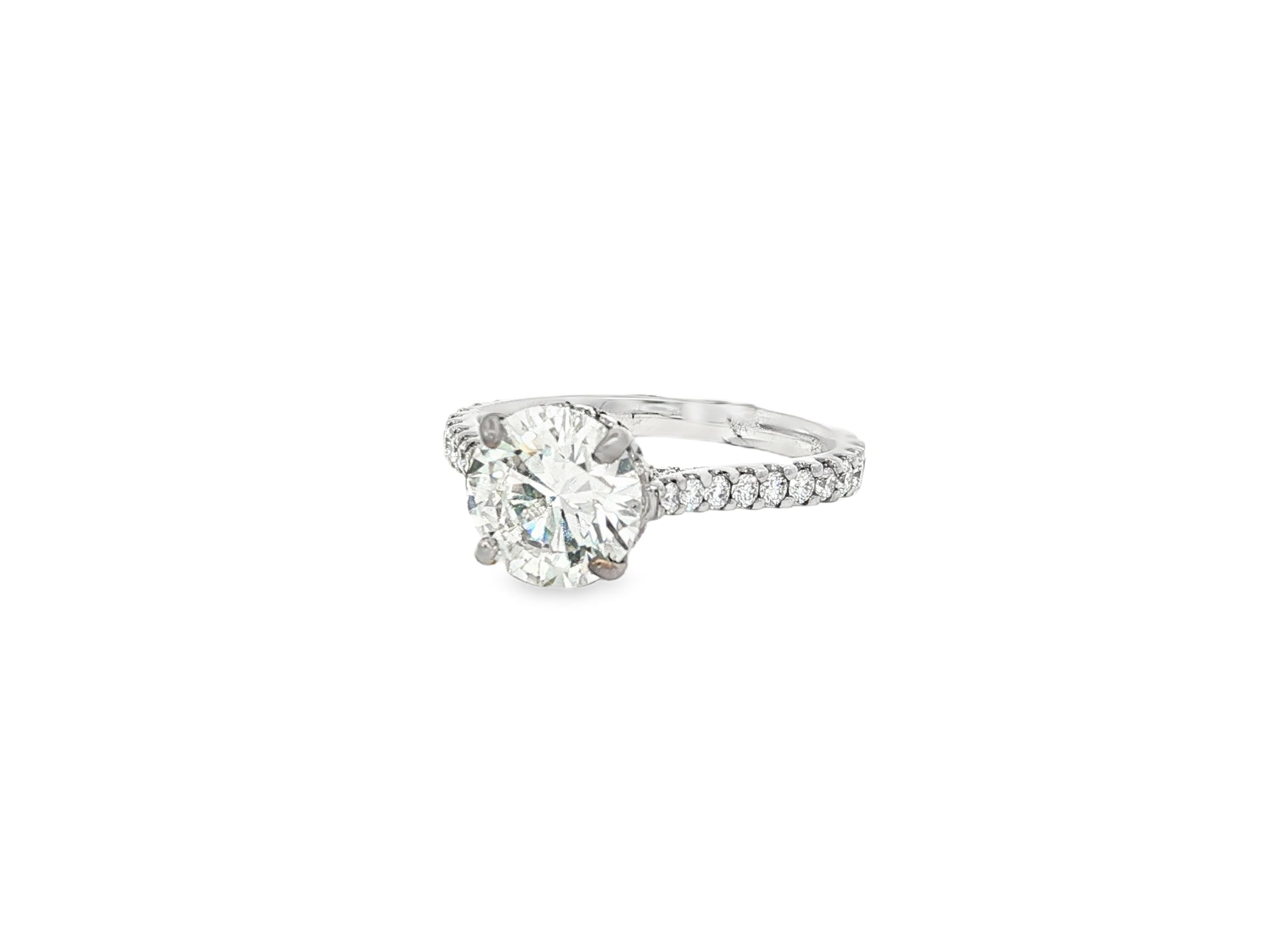 18k Round Cut Petite Micropavé Engagement Ring 3.25 CT - AVI THE JEWELER