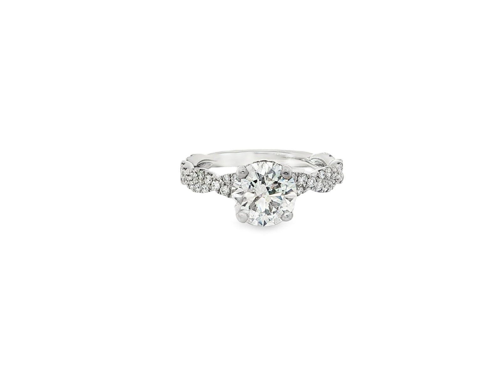 18k Round Cut Twisted Pavé Engagement Ring 1.50 CT - AVI THE JEWELER