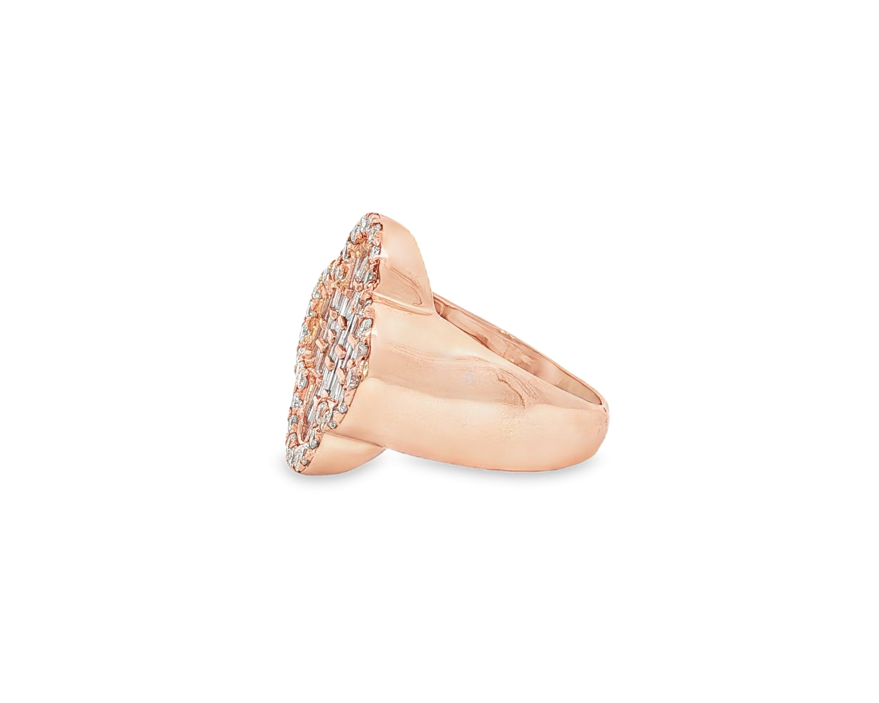 10K Gold Diamond Clover Statement Ring with Baguette Accents 2.00 CT