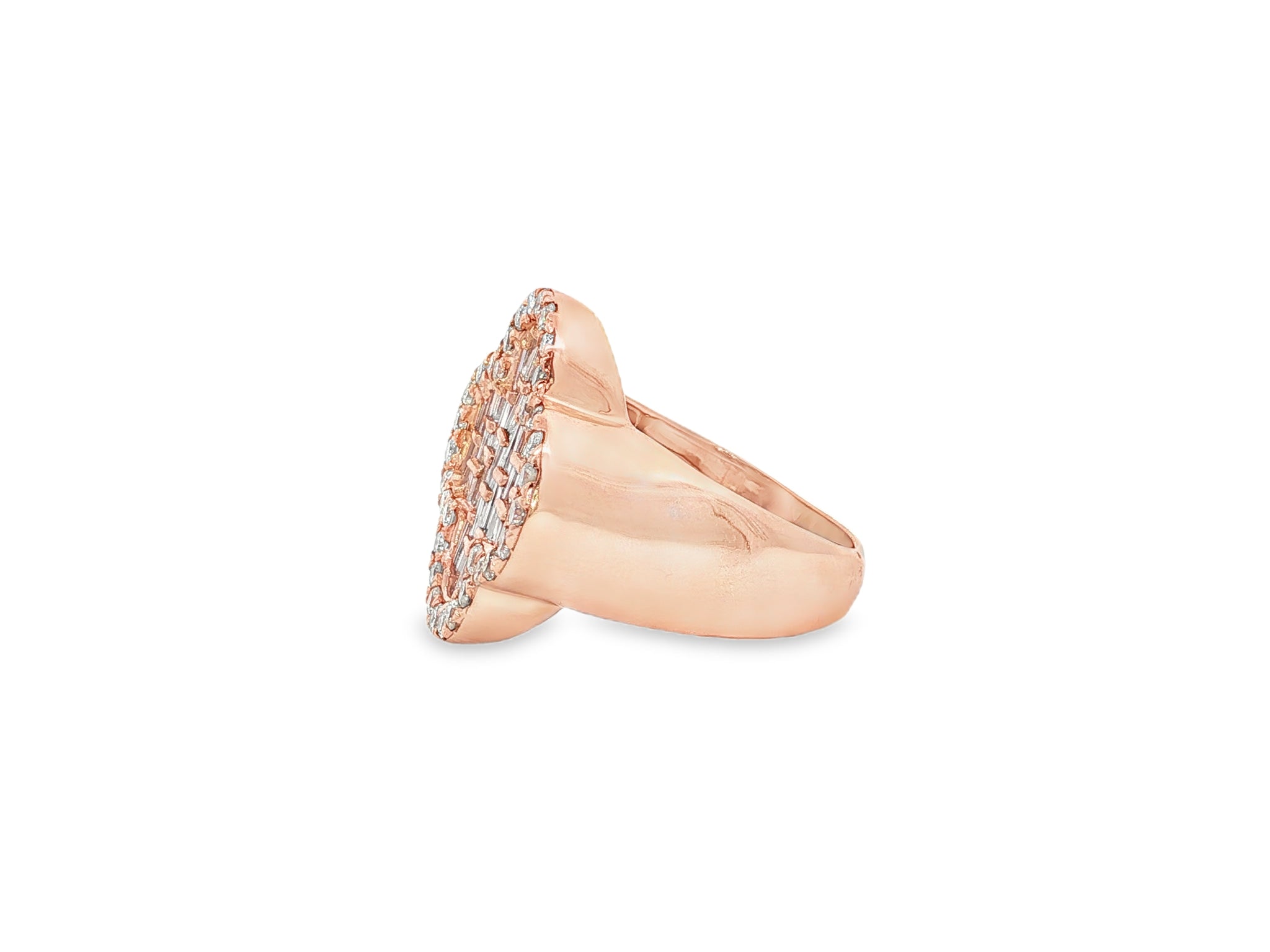 10K Gold Diamond Clover Statement Ring with Baguette Accents 2.00 CT