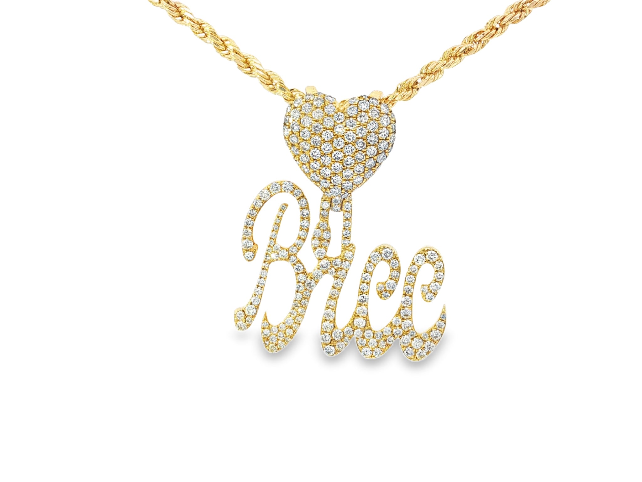 10K Custom Nameplate Natural Diamond Pendant – One Layer, 1.5 CT