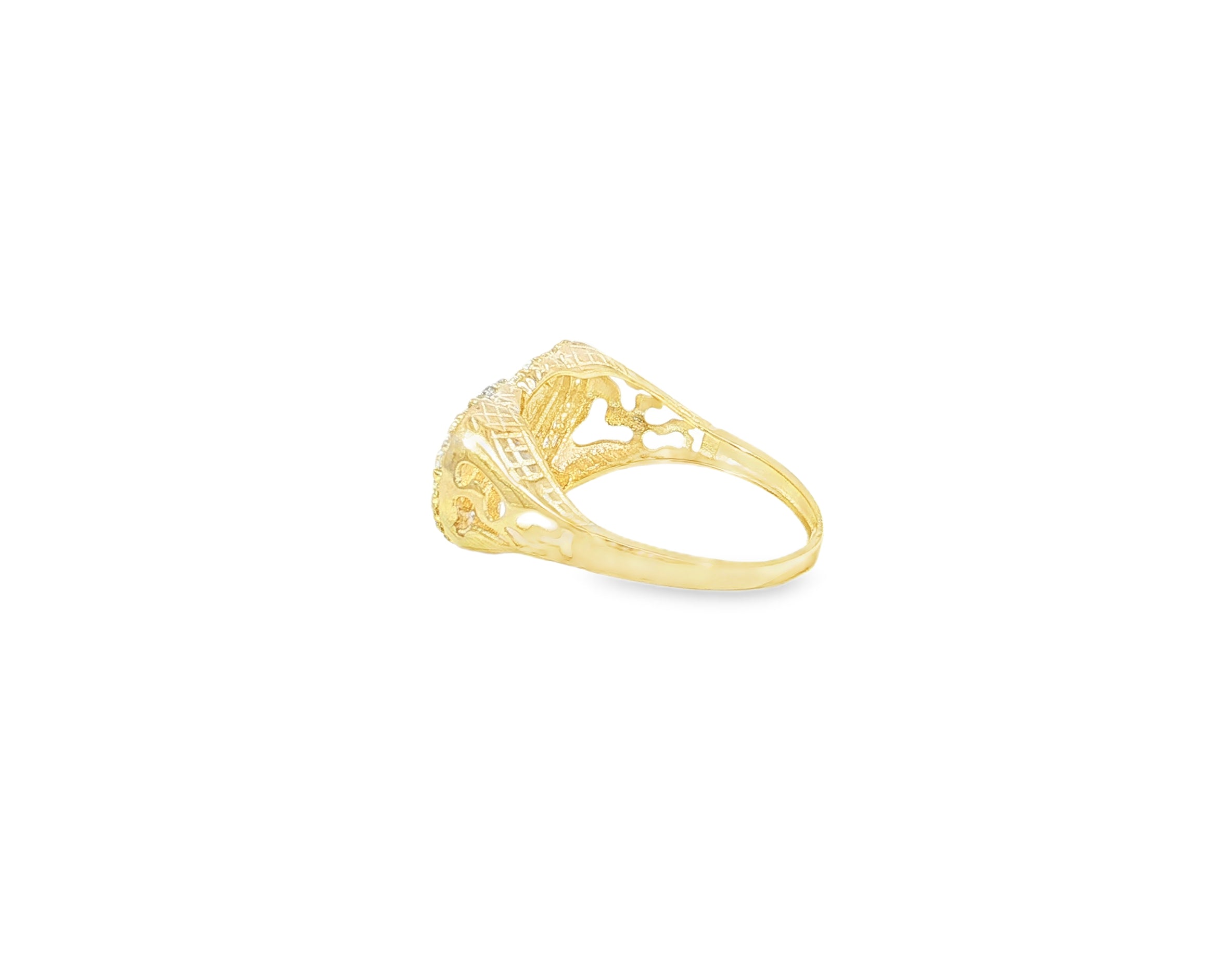10K Gold Double Heart Halo Cubic Zirconia Ring