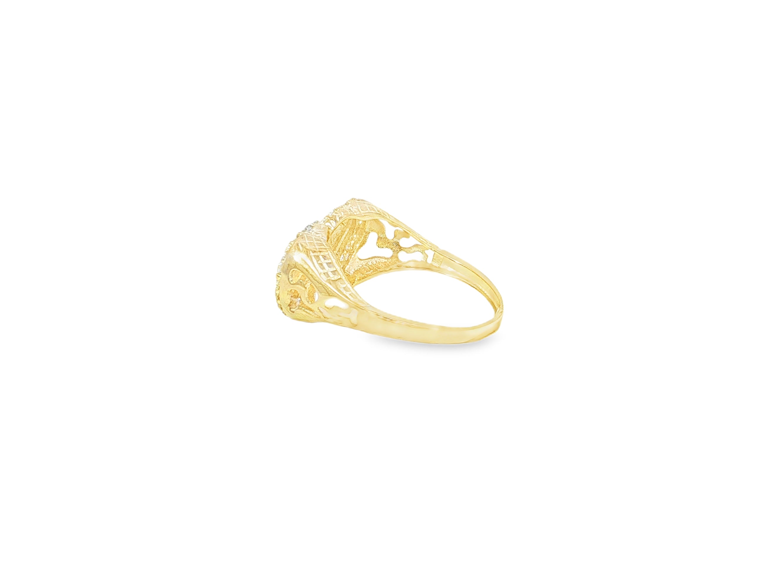 10K Gold Double Heart Halo Cubic Zirconia Ring