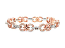 10K Gold Diamond Floral Link Bracelet with Marquise Accents & Pavé Design 3.5ct