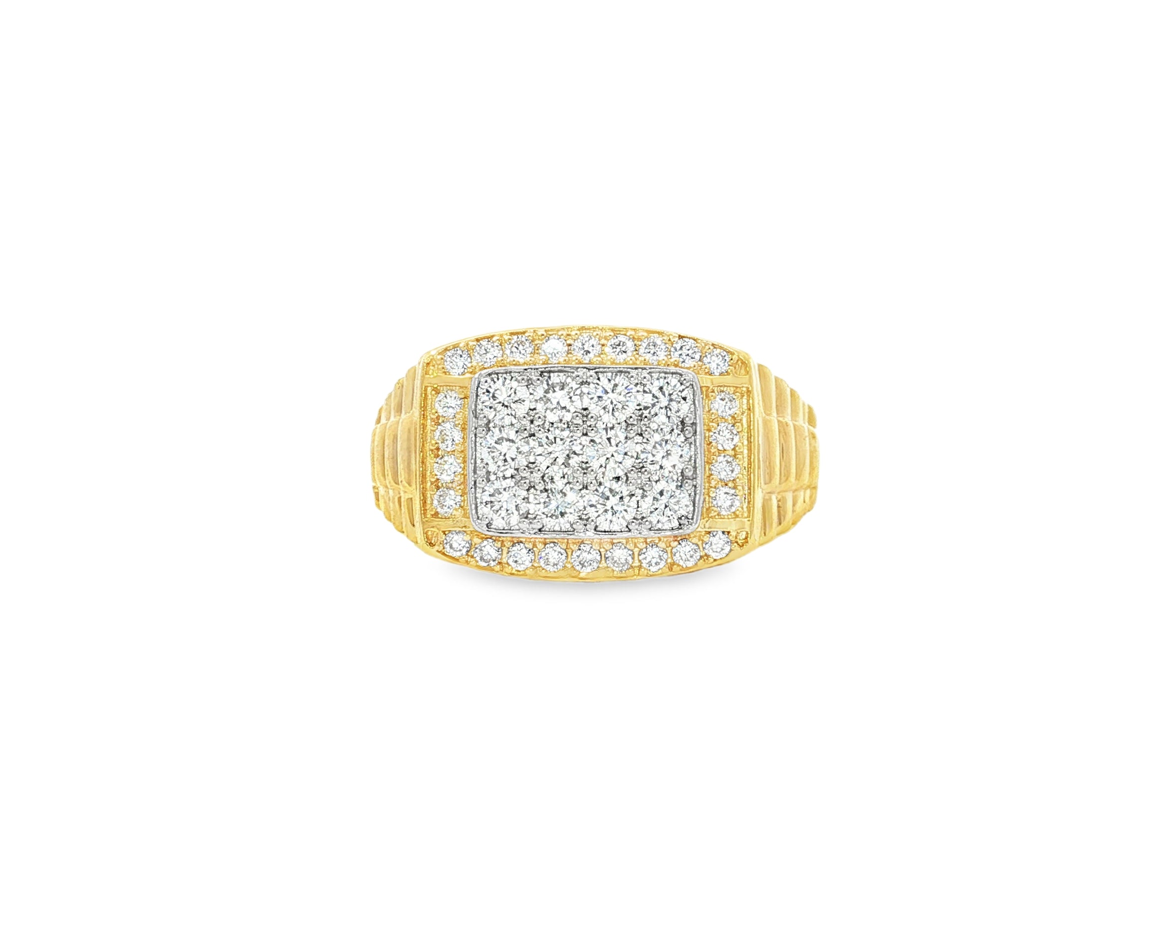 10K Gold Diamond Men’s Ring with Square Cluster Halo 1.00ct