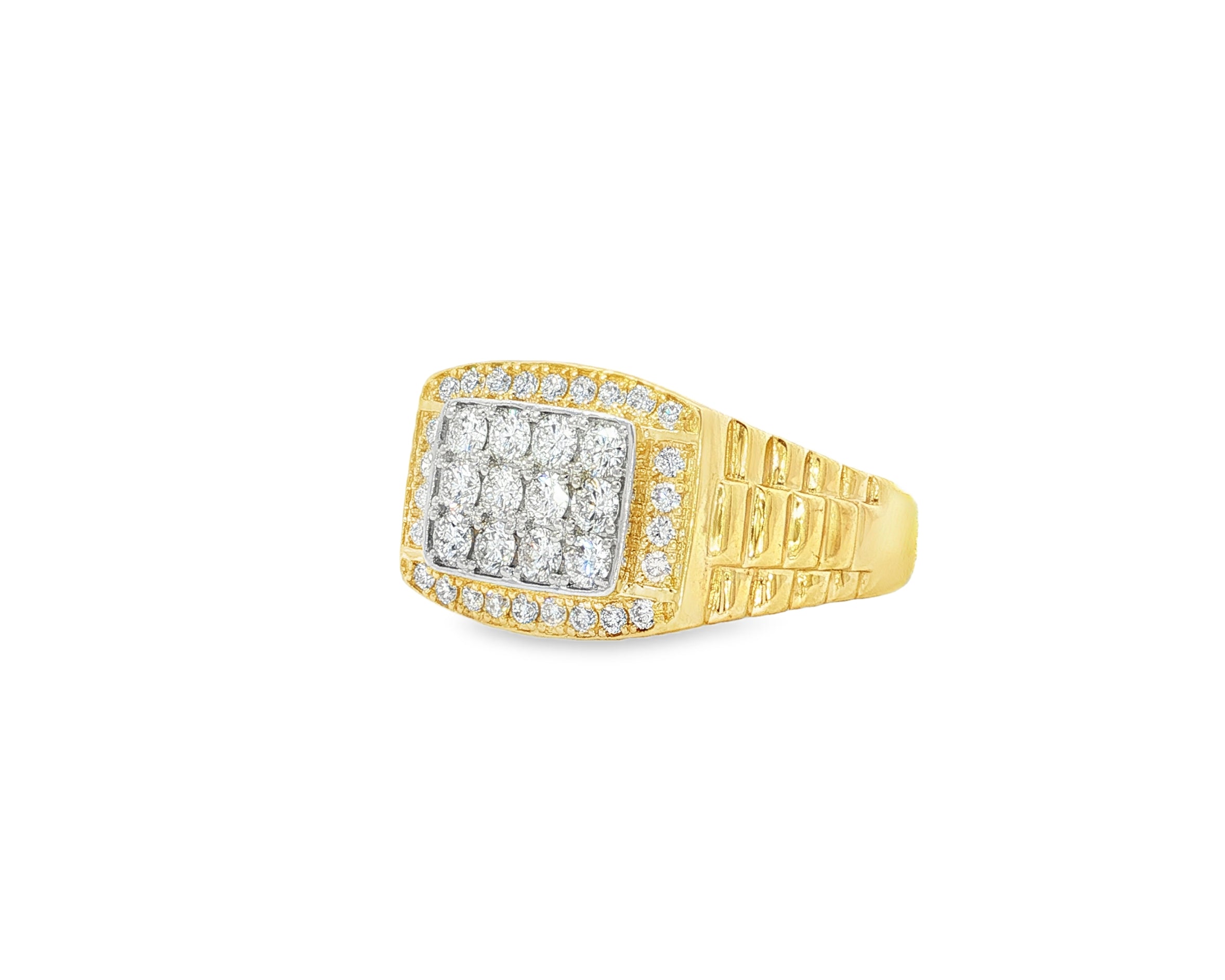 10K Gold Diamond Men’s Ring with Square Cluster Halo 1.00ct