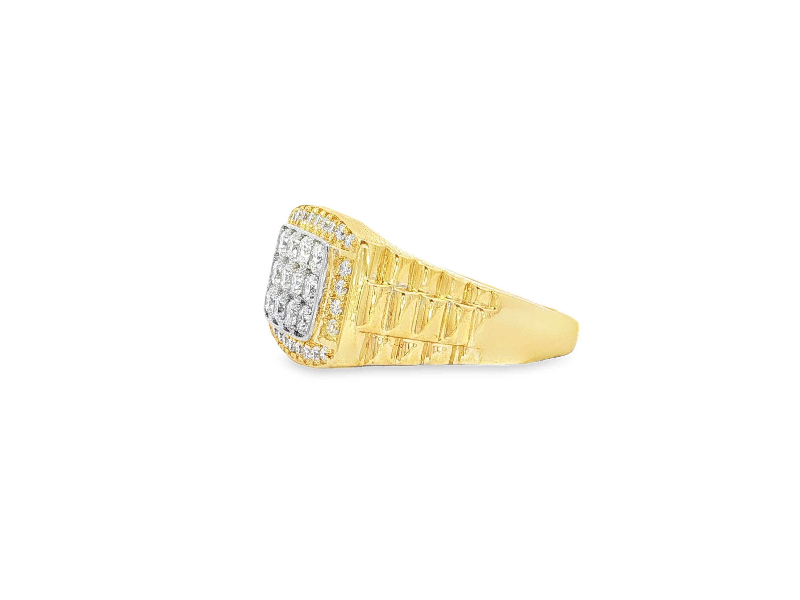 10K Gold Diamond Men’s Ring with Square Cluster Halo 1.00ct