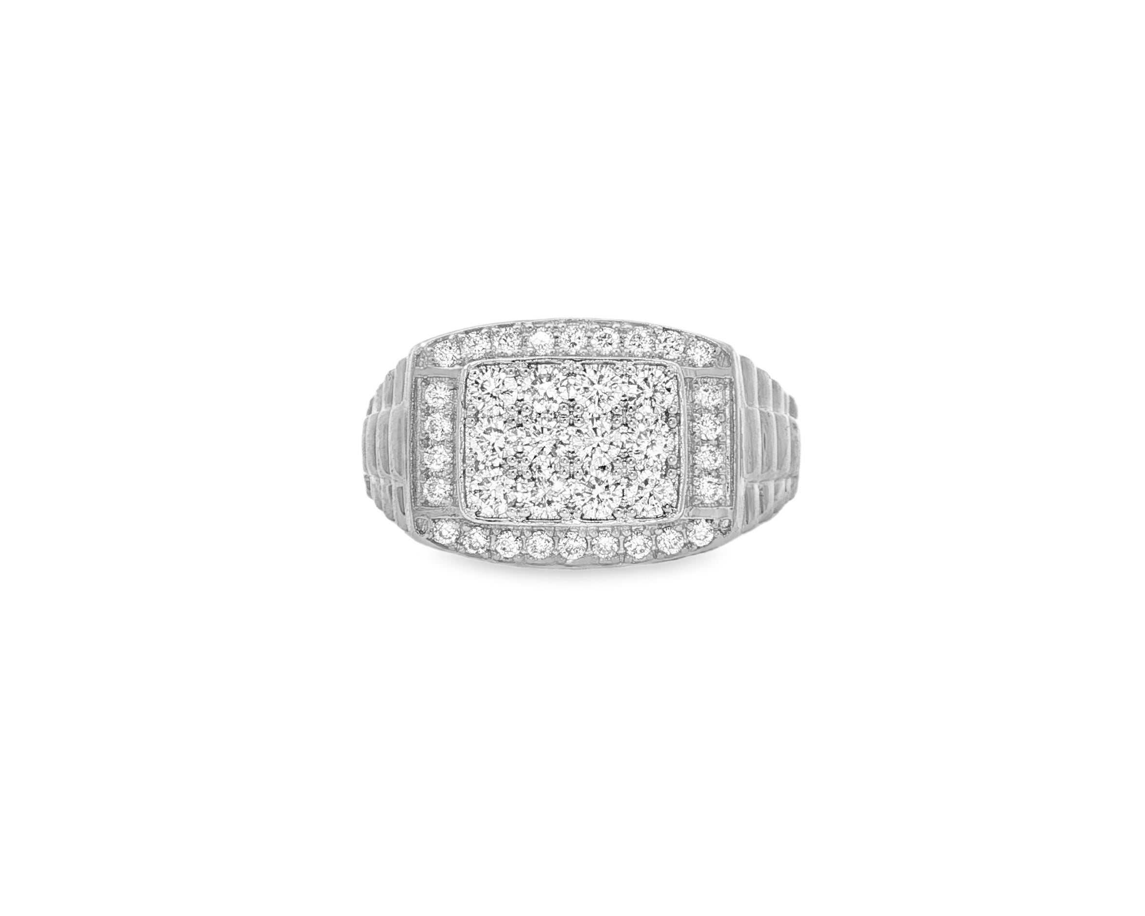 10K Gold Diamond Men’s Ring with Square Cluster Halo 1.00ct