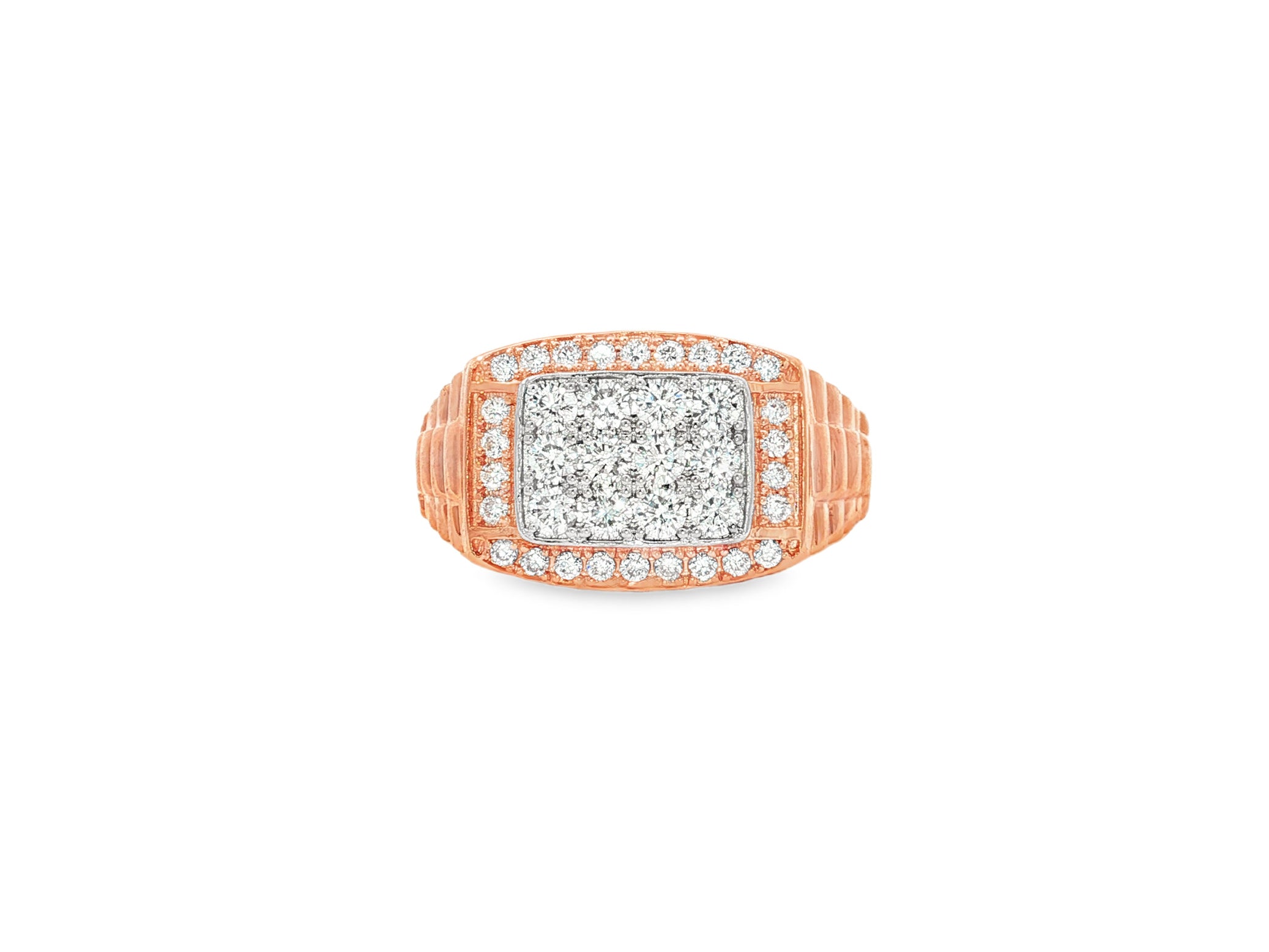 10K Gold Diamond Men’s Ring with Square Cluster Halo 1.00ct