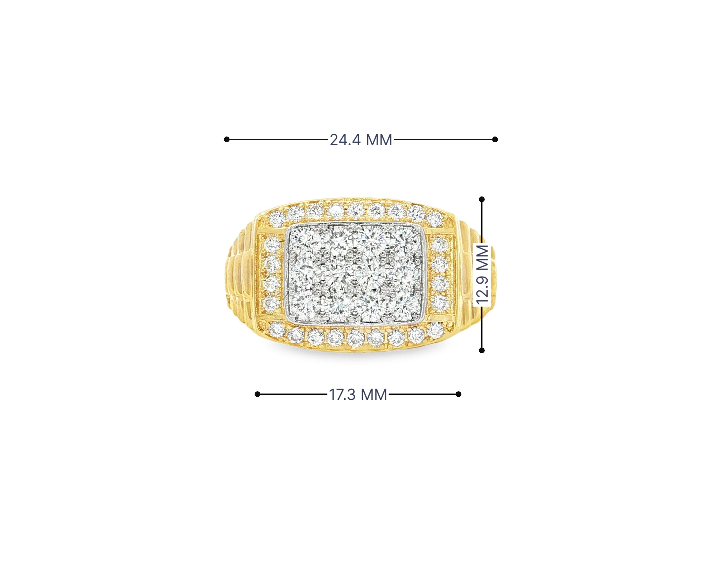 10K Gold Diamond Men’s Ring with Square Cluster Halo 1.00ct