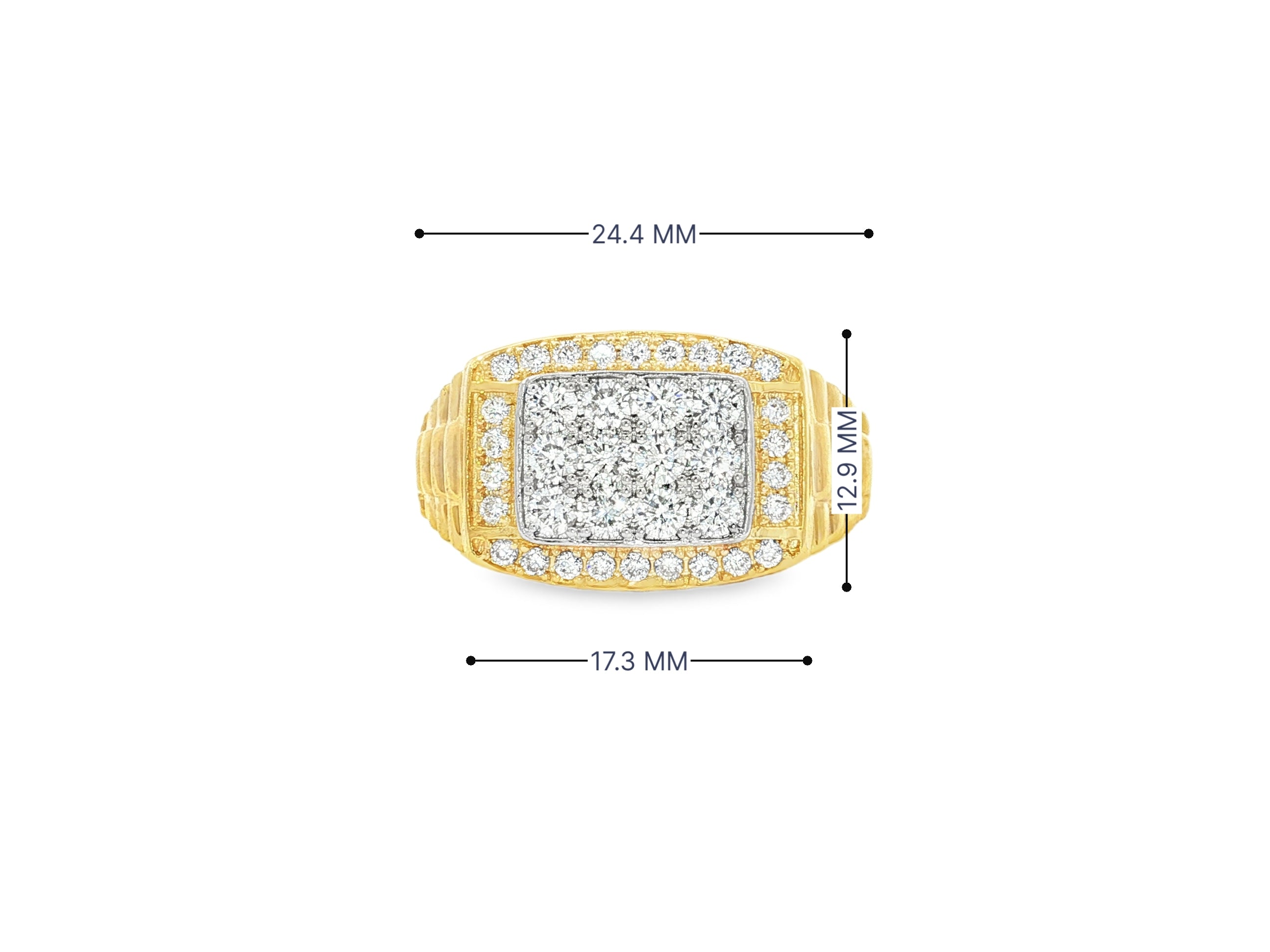 10K Gold Diamond Men’s Ring with Square Cluster Halo 1.00ct