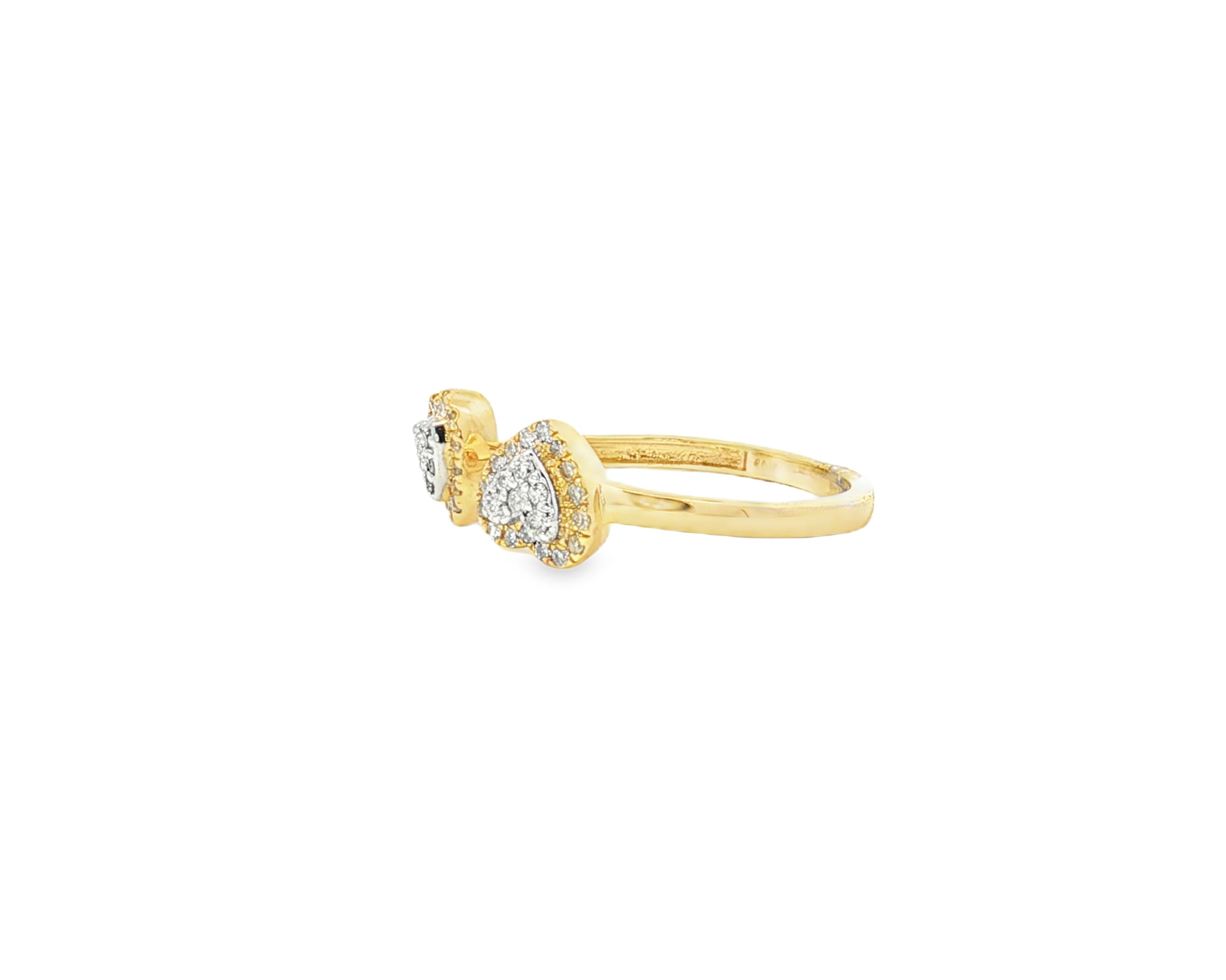 10K Gold Diamond Open Heart Ring with Double Pavé Heart Design 0.27ct