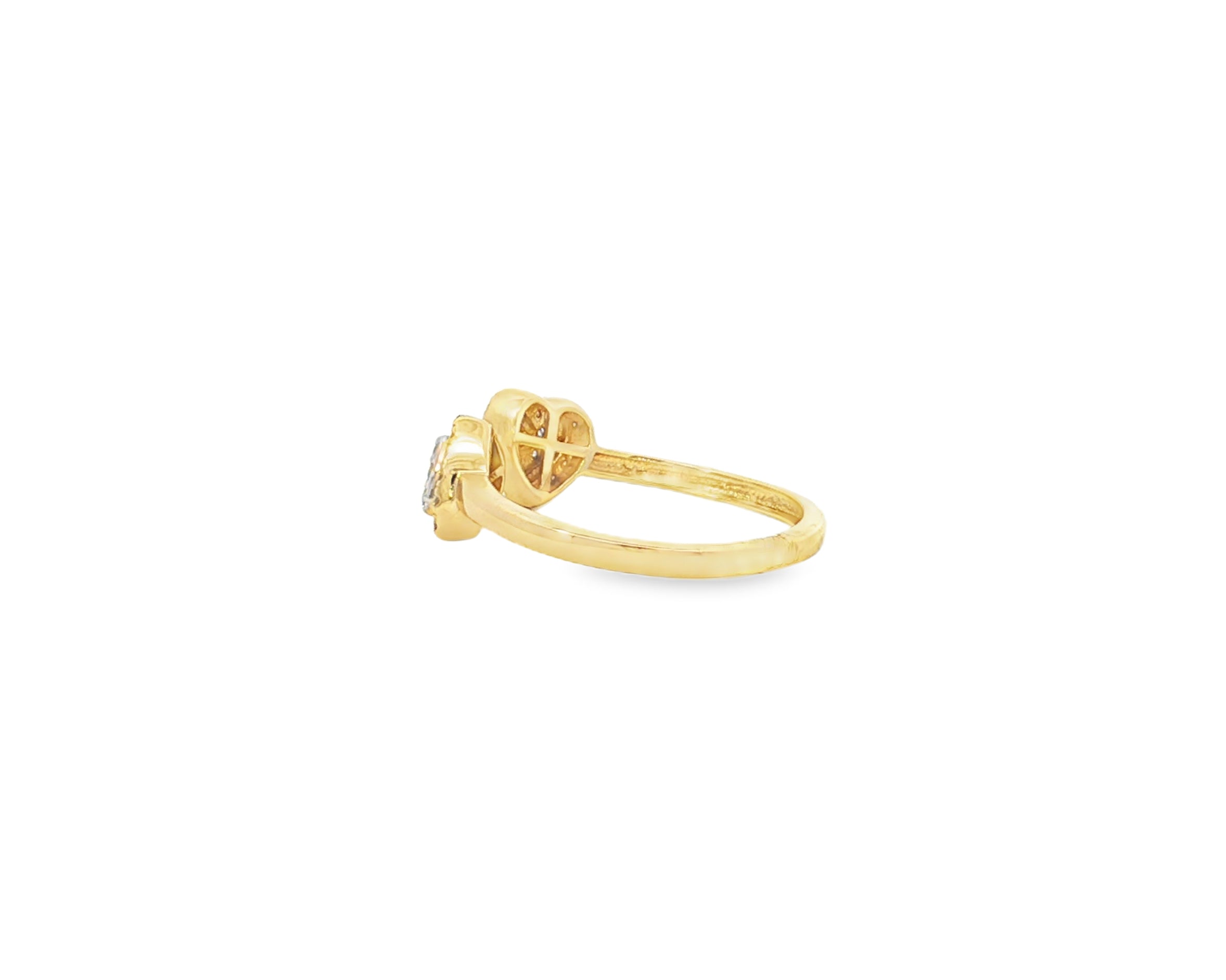 10K Gold Diamond Open Heart Ring with Double Pavé Heart Design 0.27ct