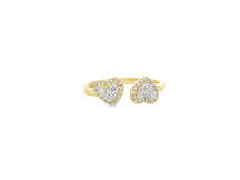 10K Gold Diamond Open Heart Ring with Double Pavé Heart Design 0.27ct
