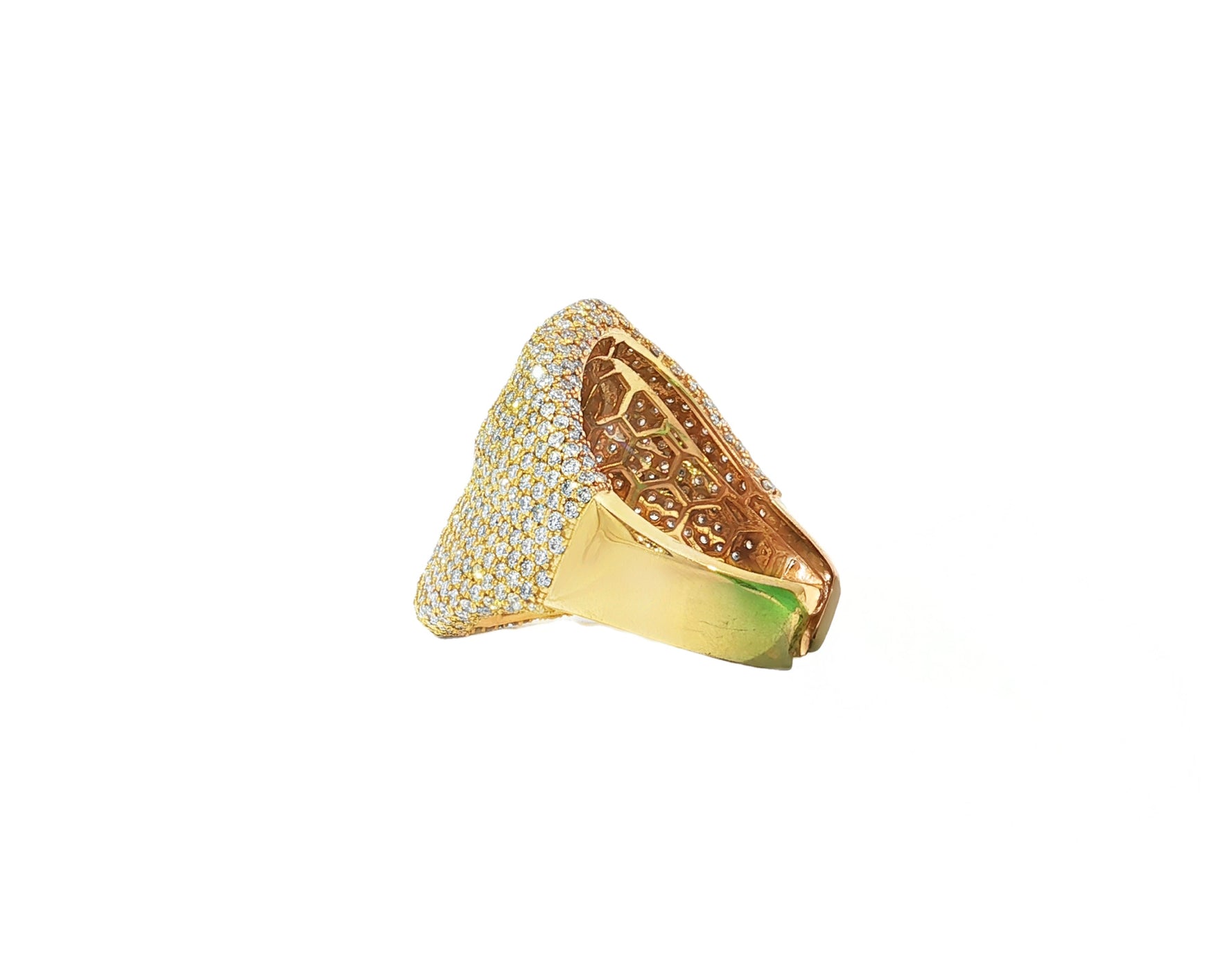 10K Gold Diamond Saint Medallion Ring with Pavé & Baguette 3.75ct
