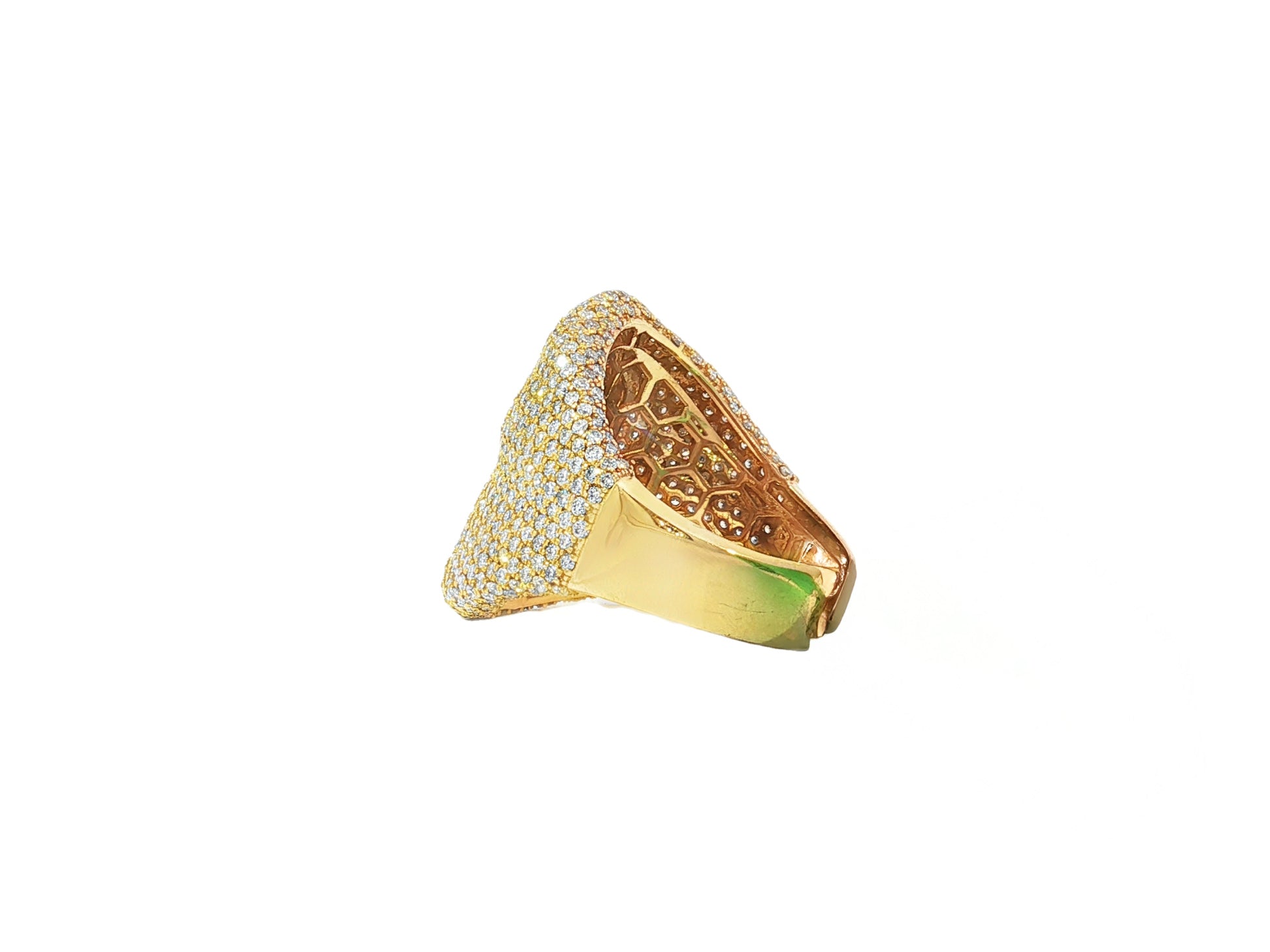 10K Gold Diamond Saint Medallion Ring with Pavé & Baguette 3.75ct