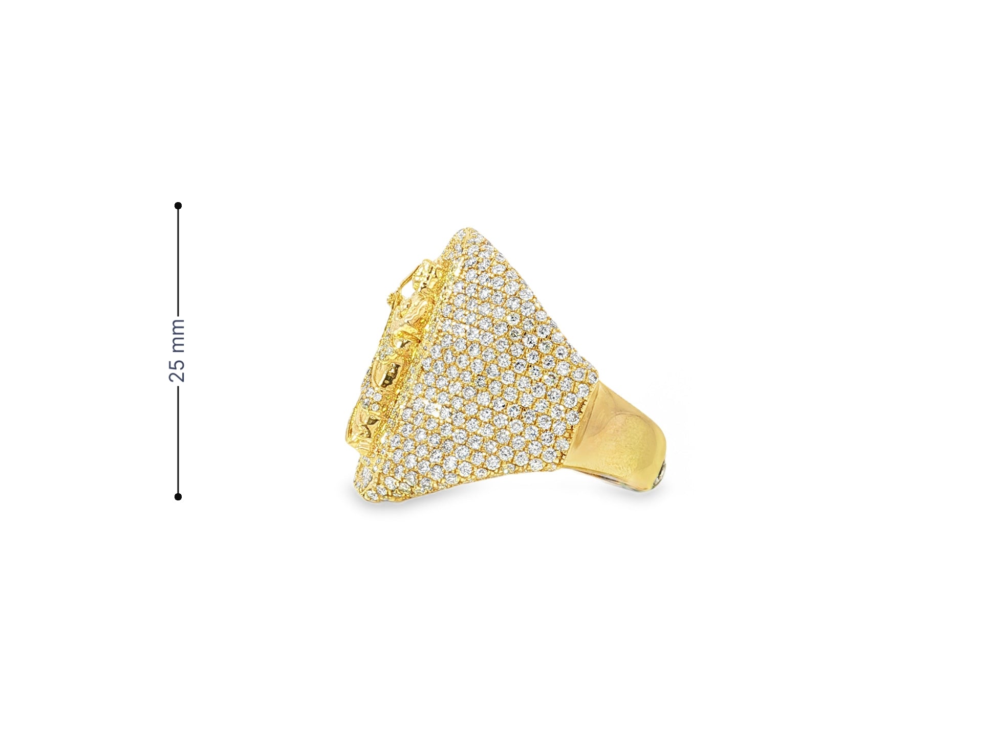 10K Gold Diamond Saint Medallion Ring with Pavé & Baguette 3.75ct