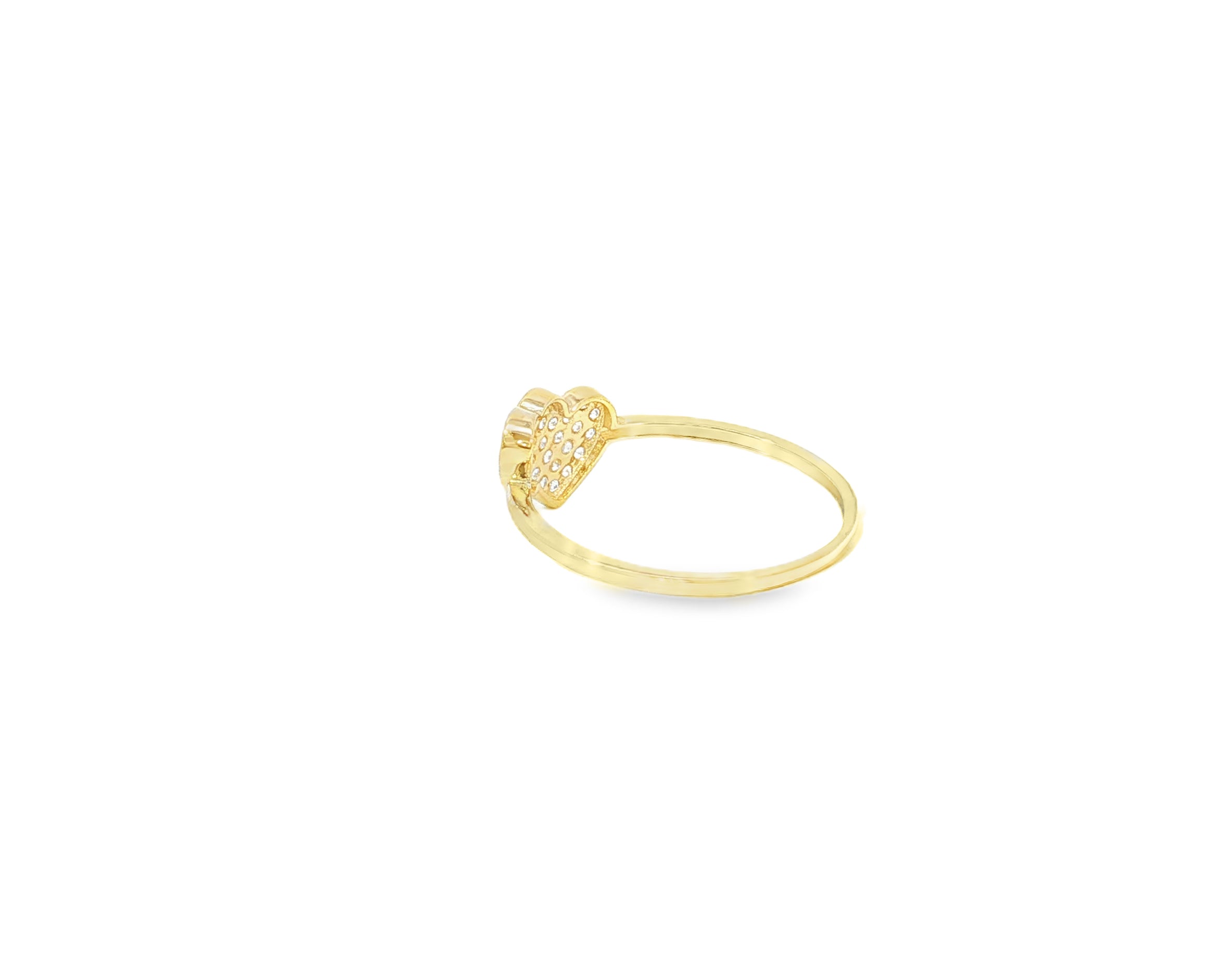 10K Gold Double Heart Pavé Cubic Zirconia Ring
