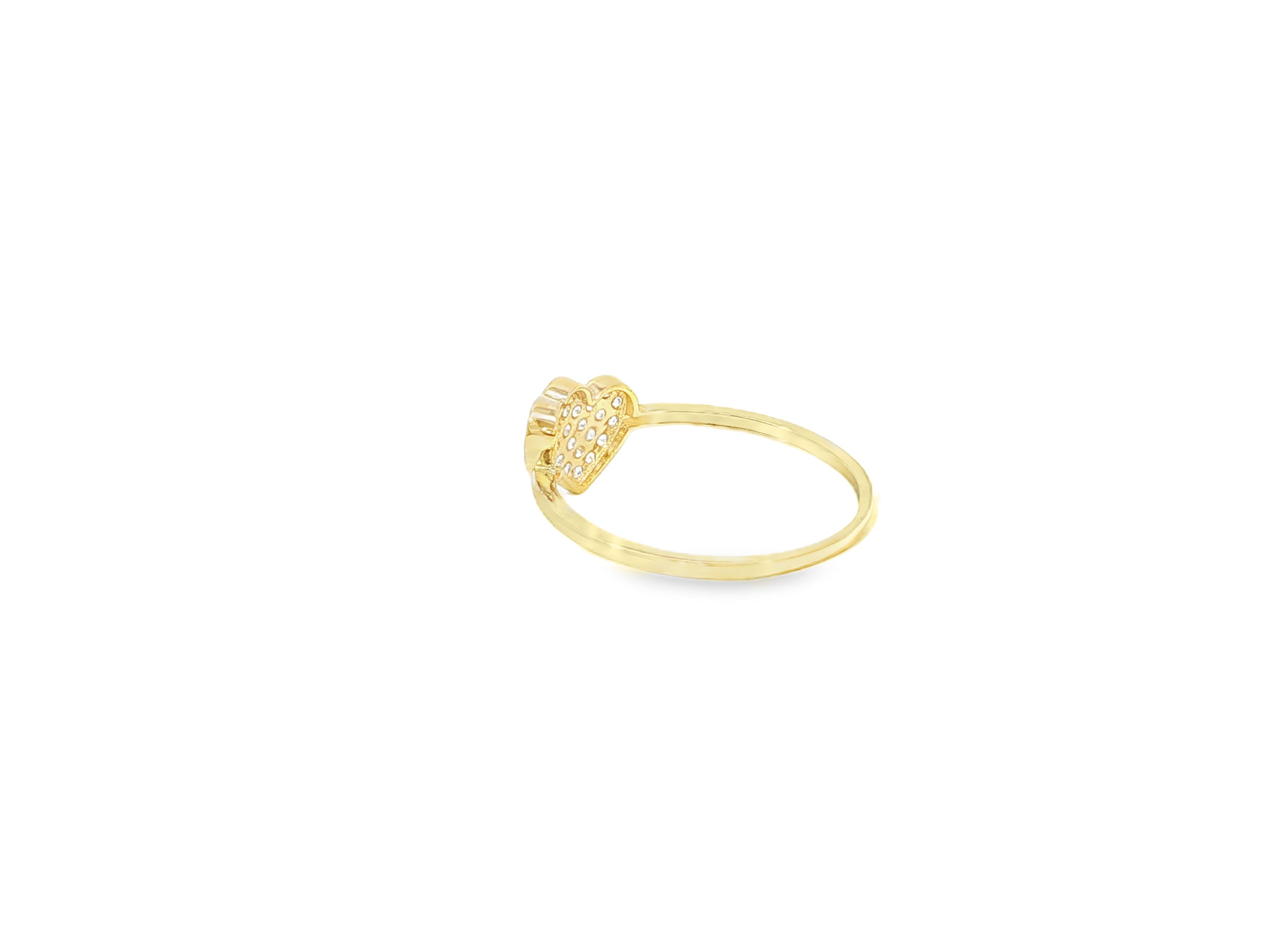 10K Gold Double Heart Pavé Cubic Zirconia Ring