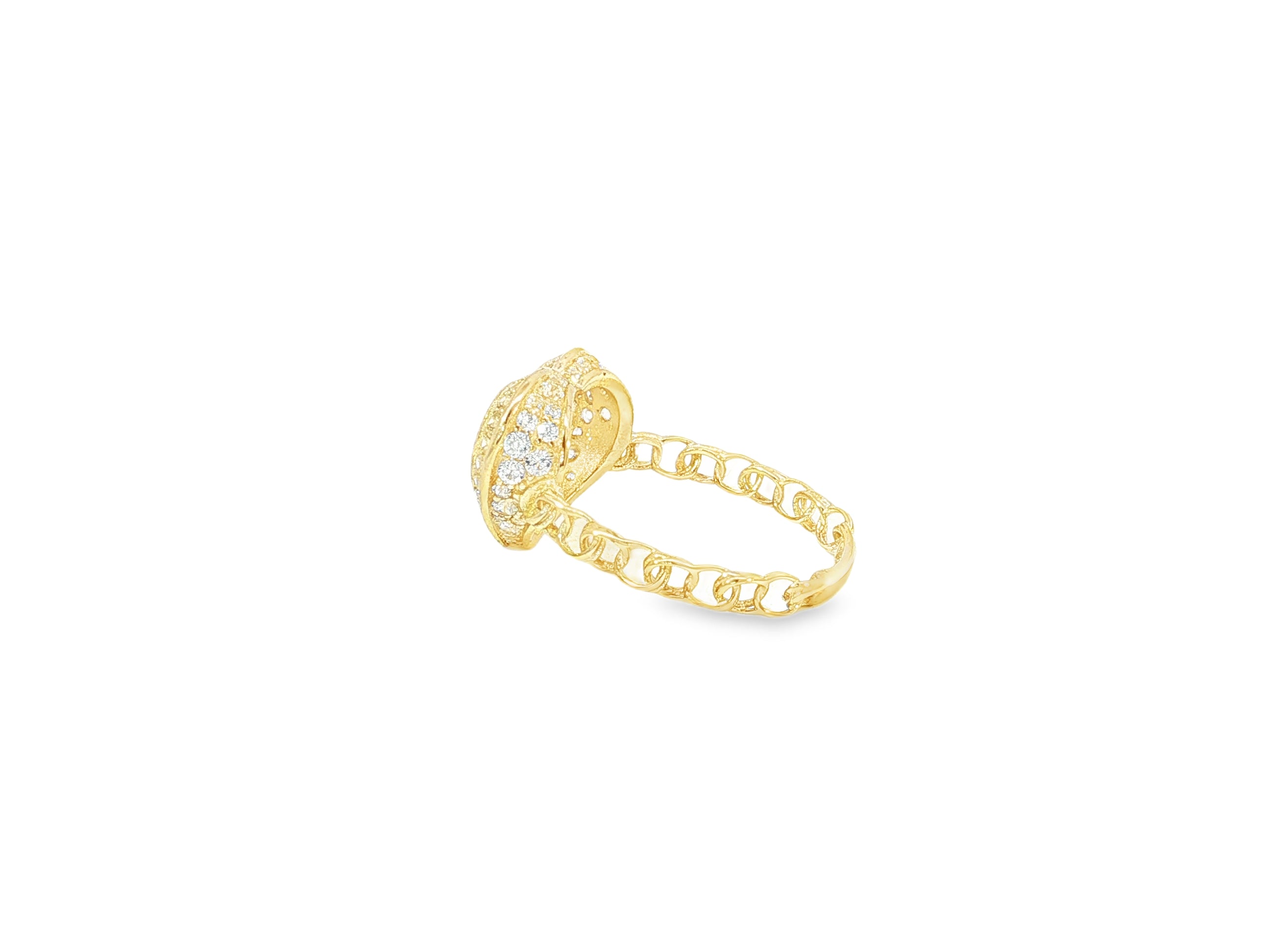 10K Gold Double Pavé Heart Cubic Zirconia Ring