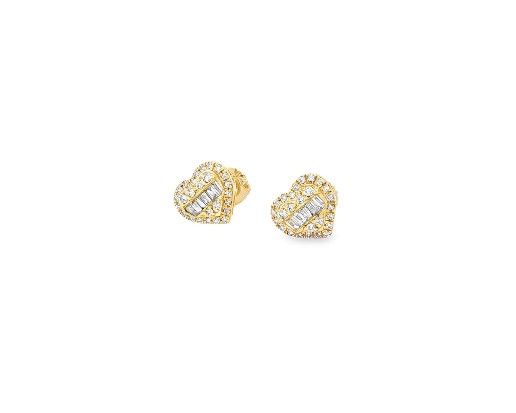 10K Gold Heart Stud Earrings with Mixed Diamond Accents 0.33 CT