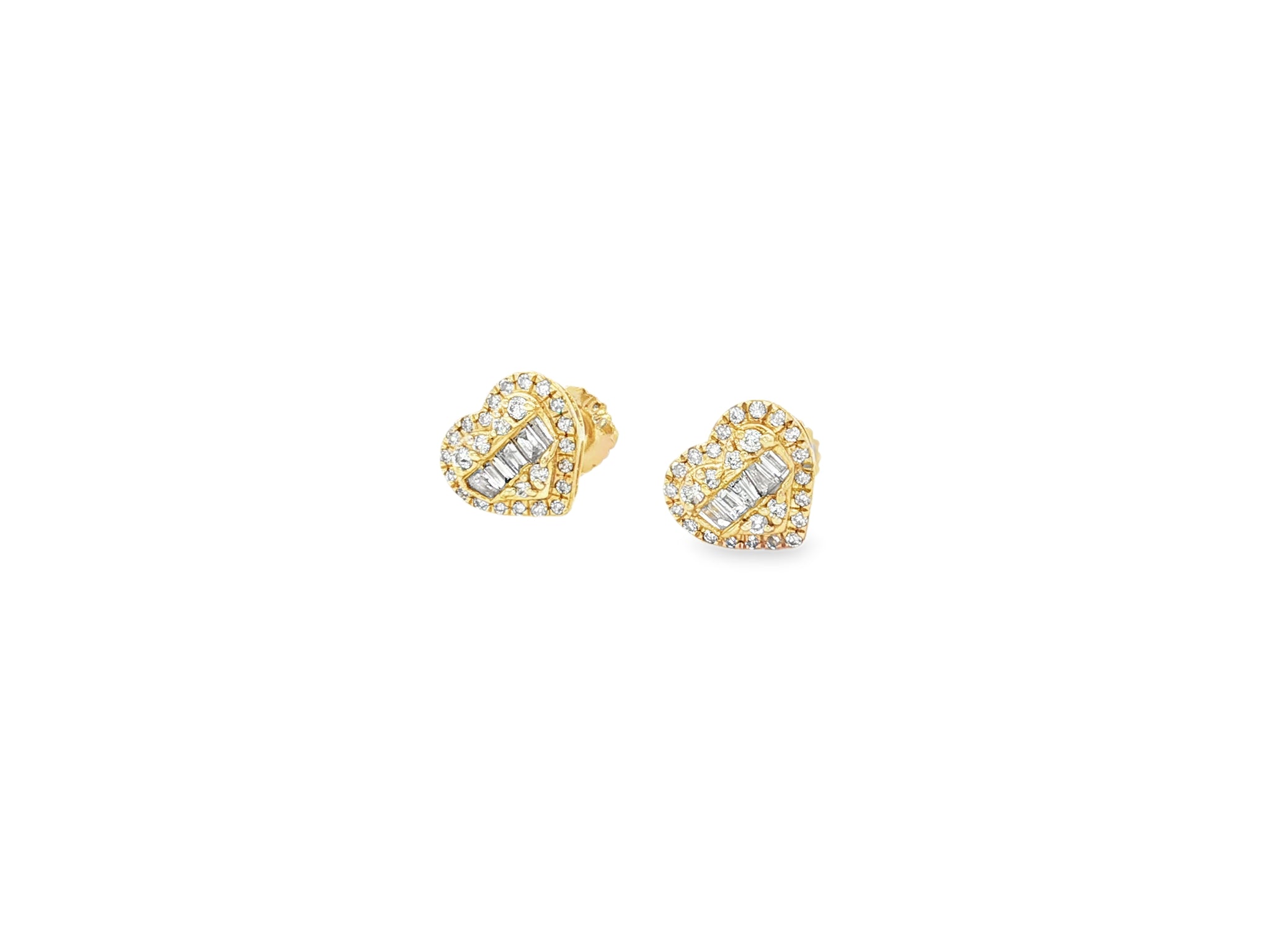 10K Gold Heart Stud Earrings with Mixed Diamond Accents 0.33 CT