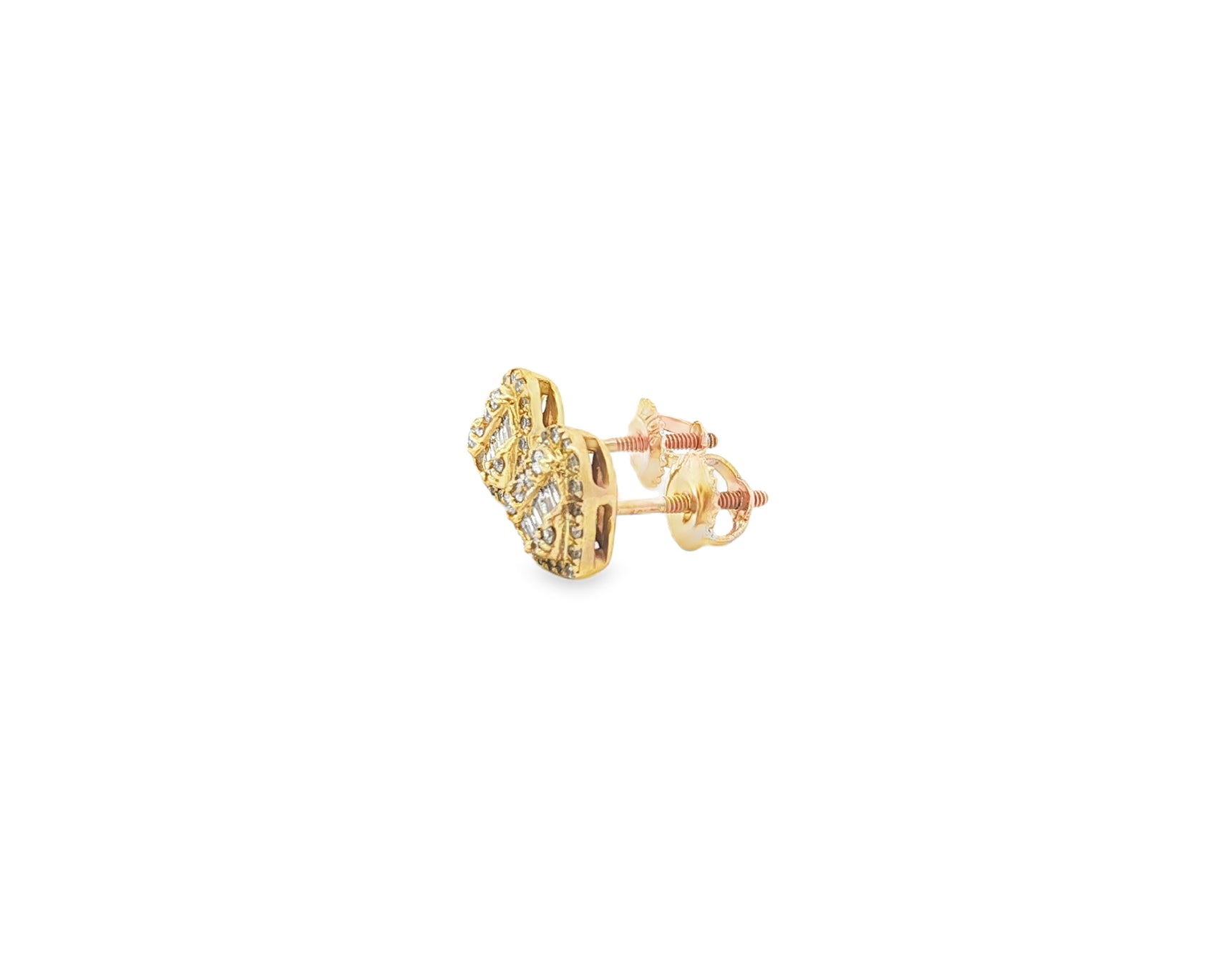 10K Gold Heart Stud Earrings with Mixed Diamond Accents 0.33 CT