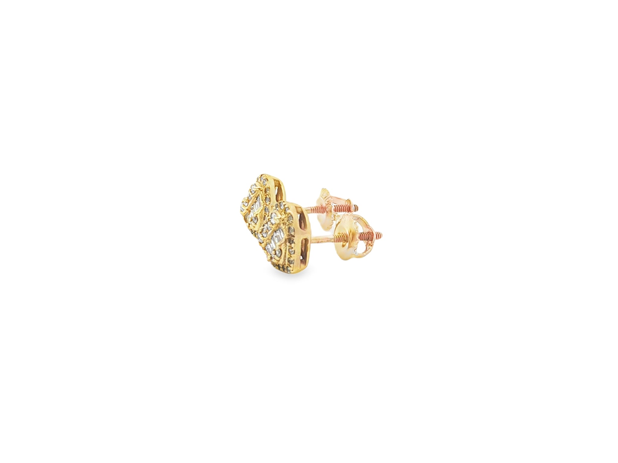 10K Gold Heart Stud Earrings with Mixed Diamond Accents 0.33 CT