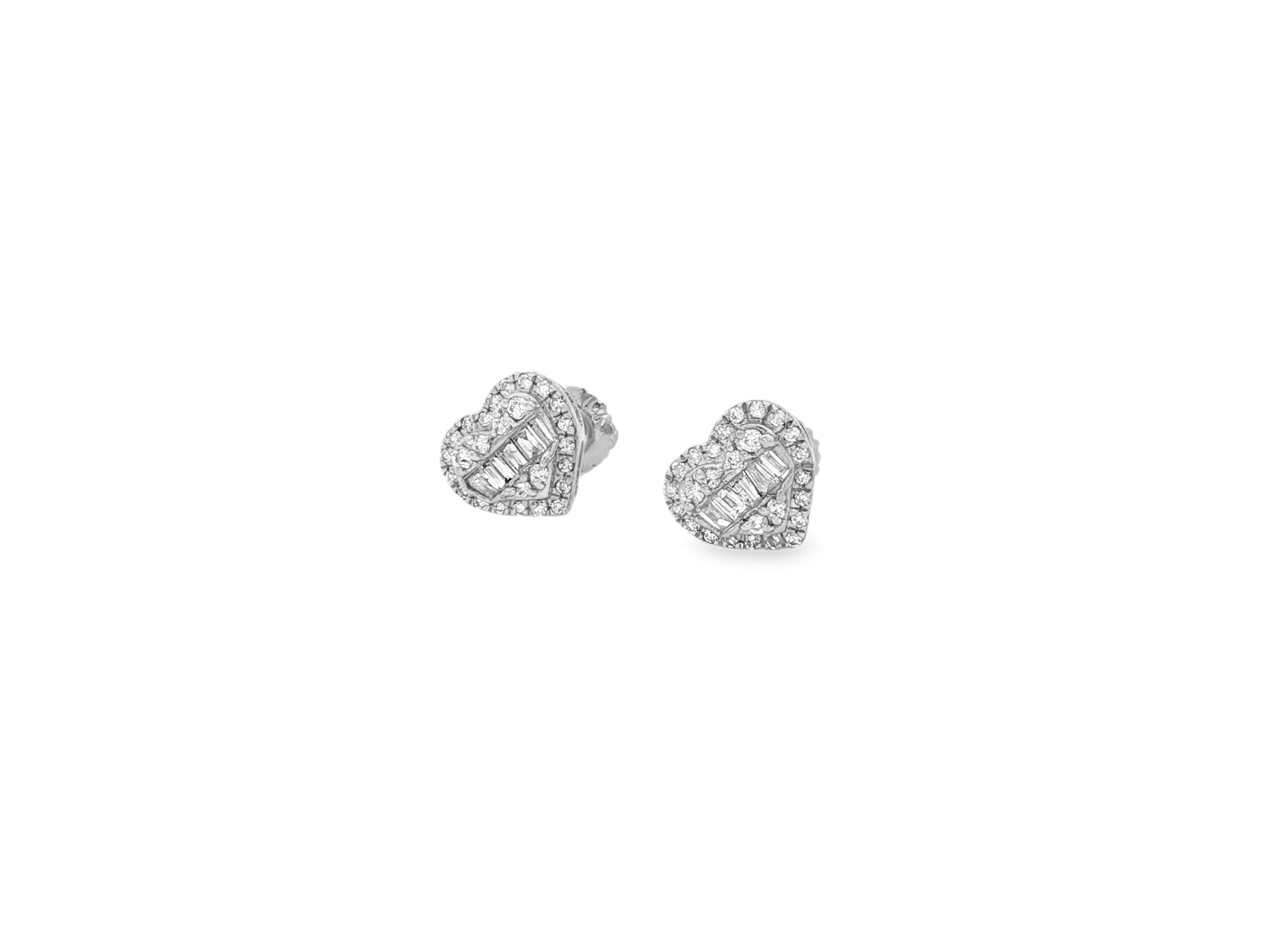 10K Gold Heart Stud Earrings with Mixed Diamond Accents 0.33 CT