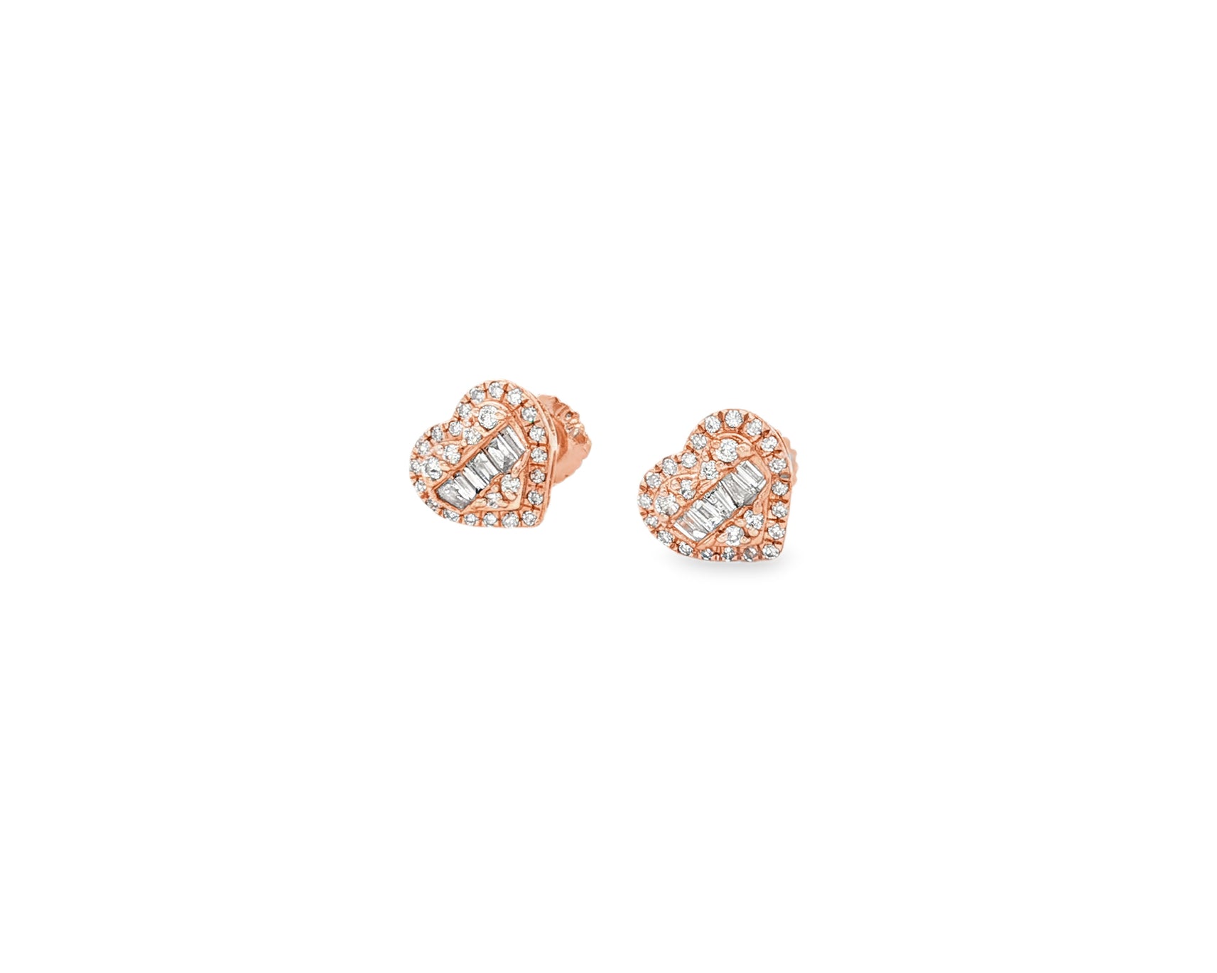 10K Gold Heart Stud Earrings with Mixed Diamond Accents 0.33 CT