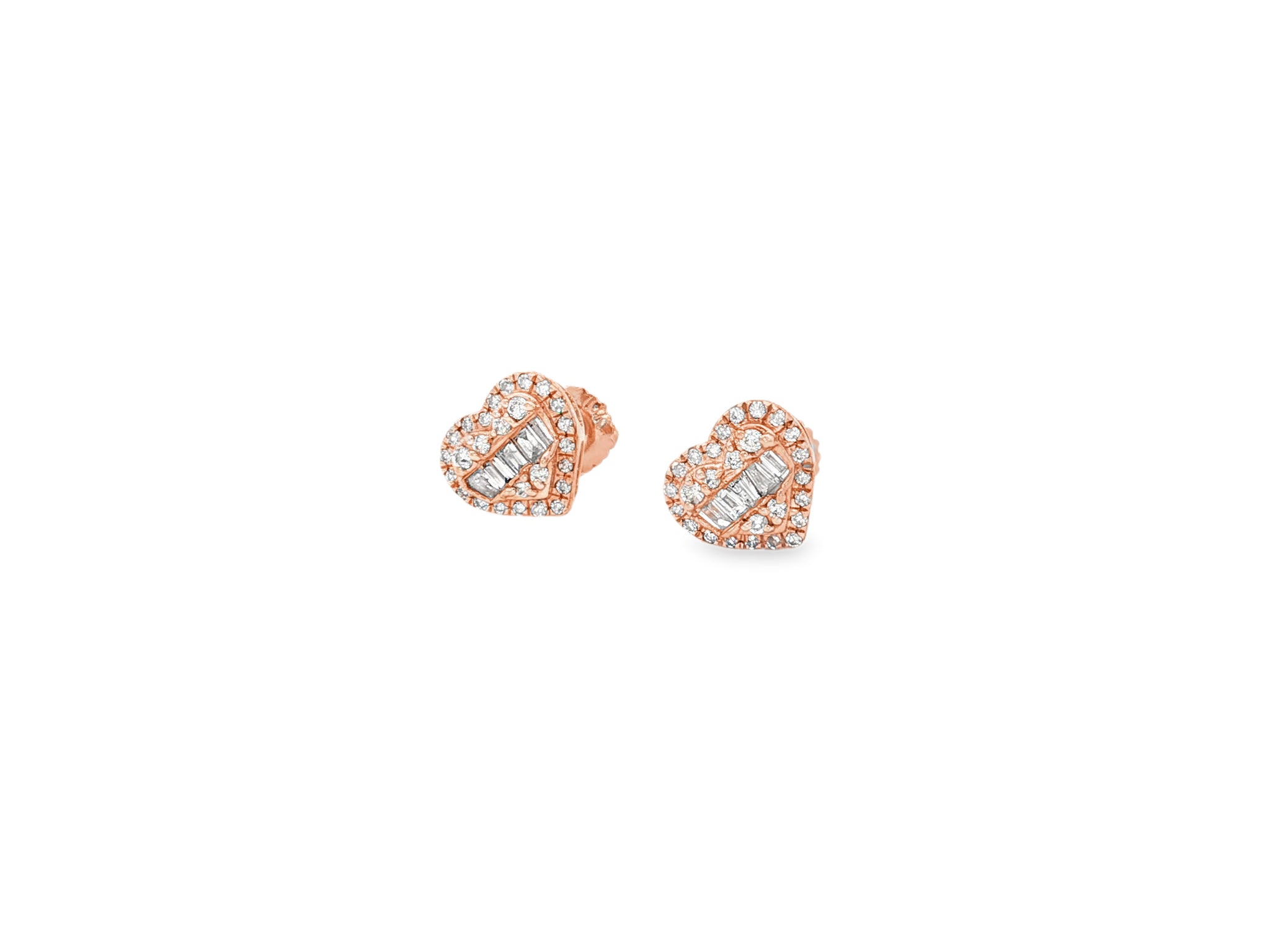 10K Gold Heart Stud Earrings with Mixed Diamond Accents 0.33 CT