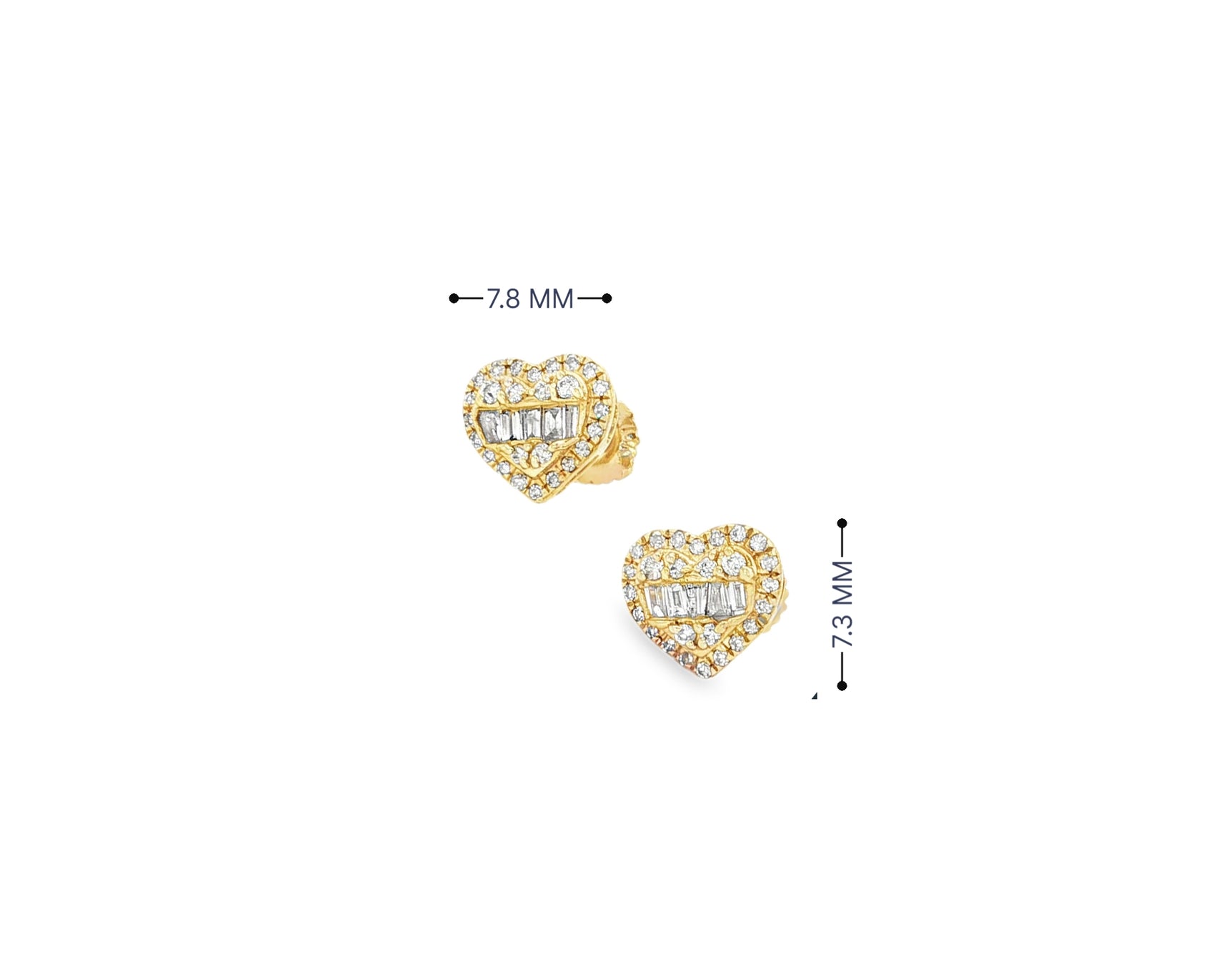 10K Gold Heart Stud Earrings with Mixed Diamond Accents 0.33 CT