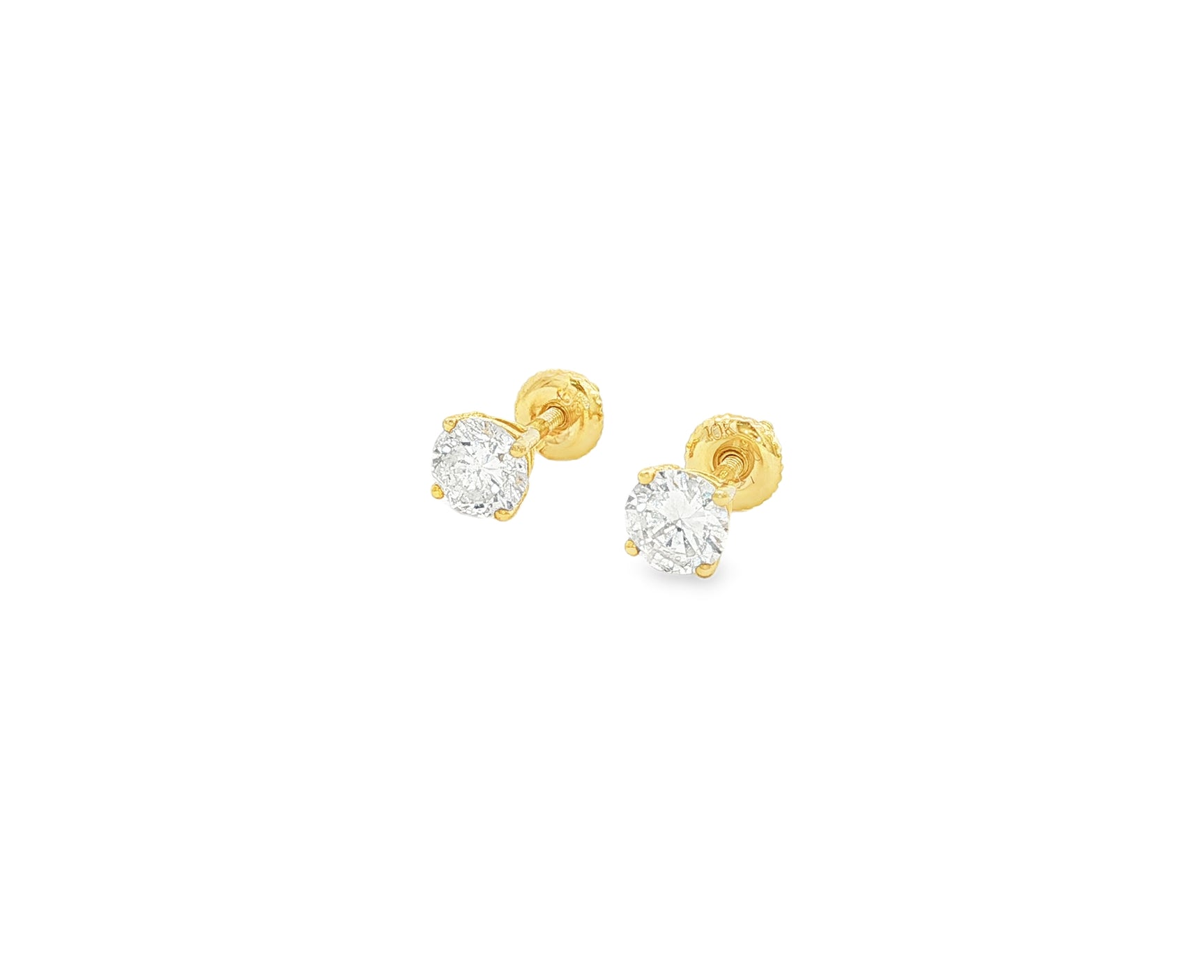 10K Gold Round Diamond Stud Earrings 0.76 CT