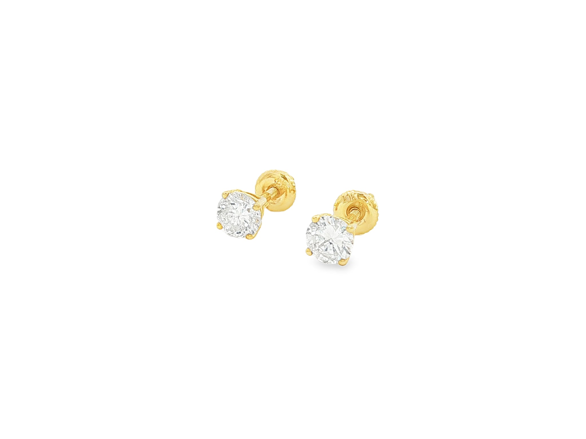 10K Gold Round Diamond Stud Earrings 0.76 CT