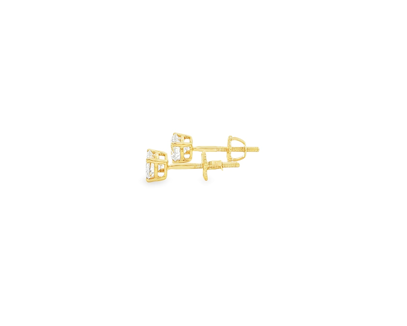 10K Gold Round Diamond Stud Earrings 0.76 CT