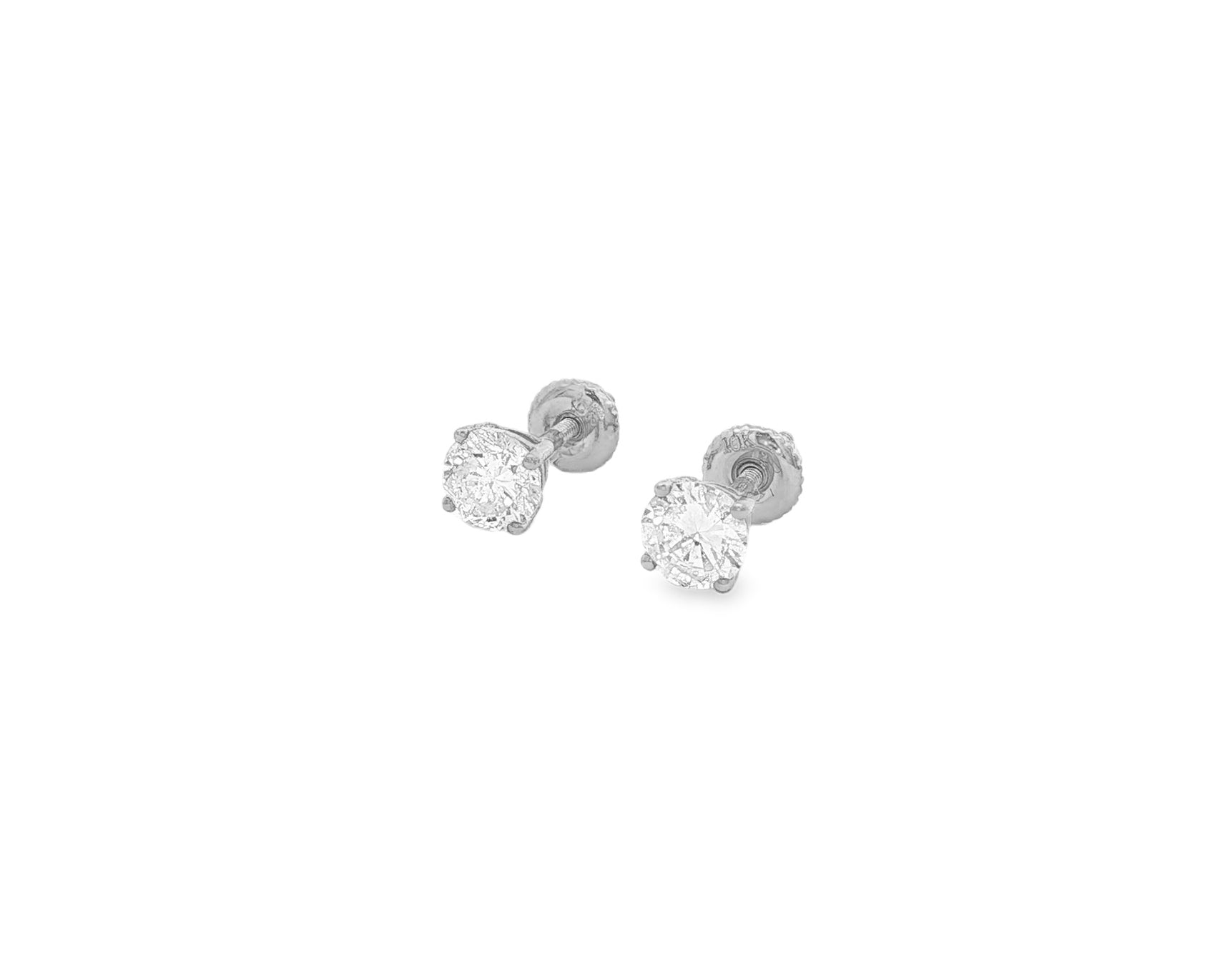 10K Gold Round Diamond Stud Earrings 0.76 CT