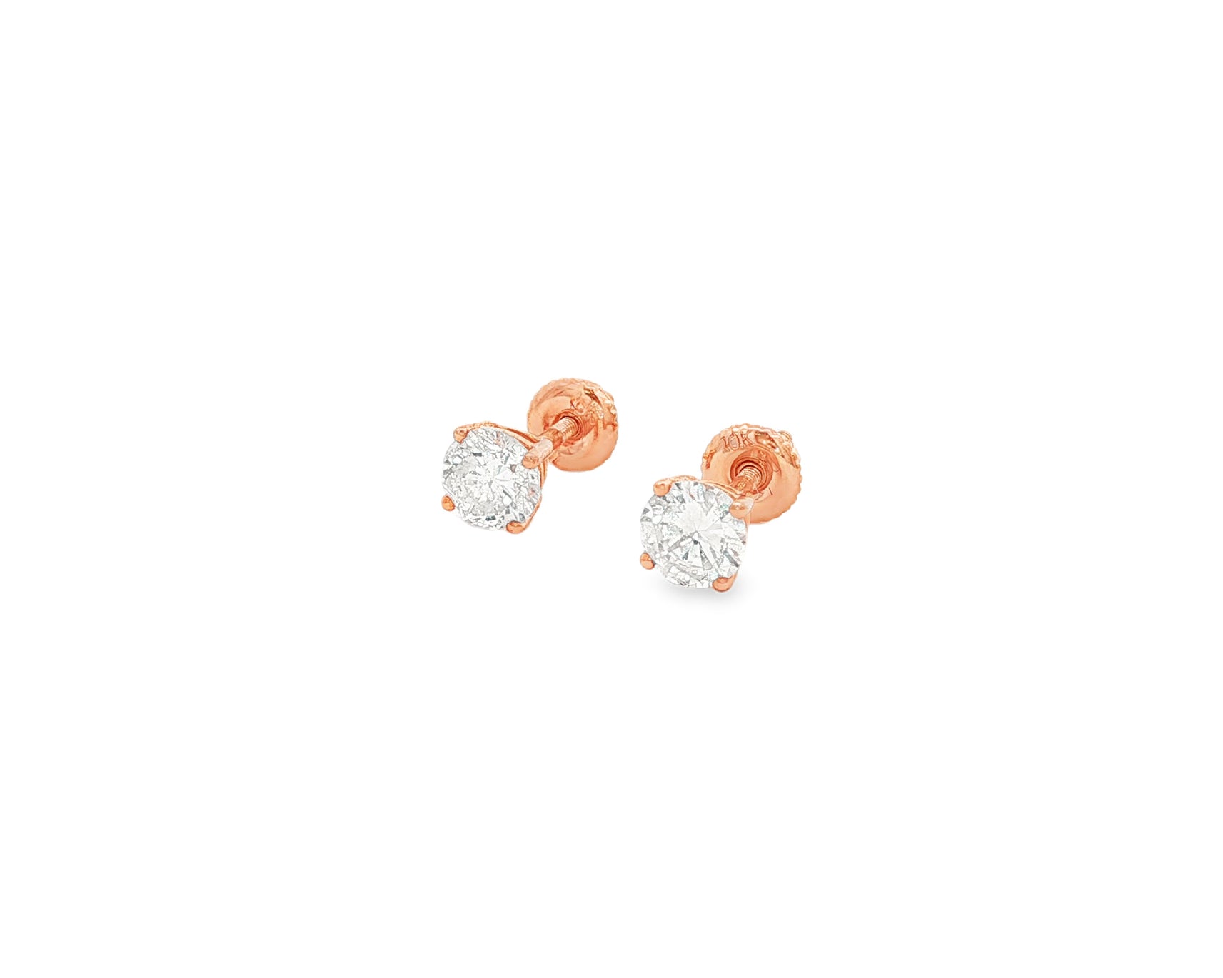 10K Gold Round Diamond Stud Earrings 0.76 CT