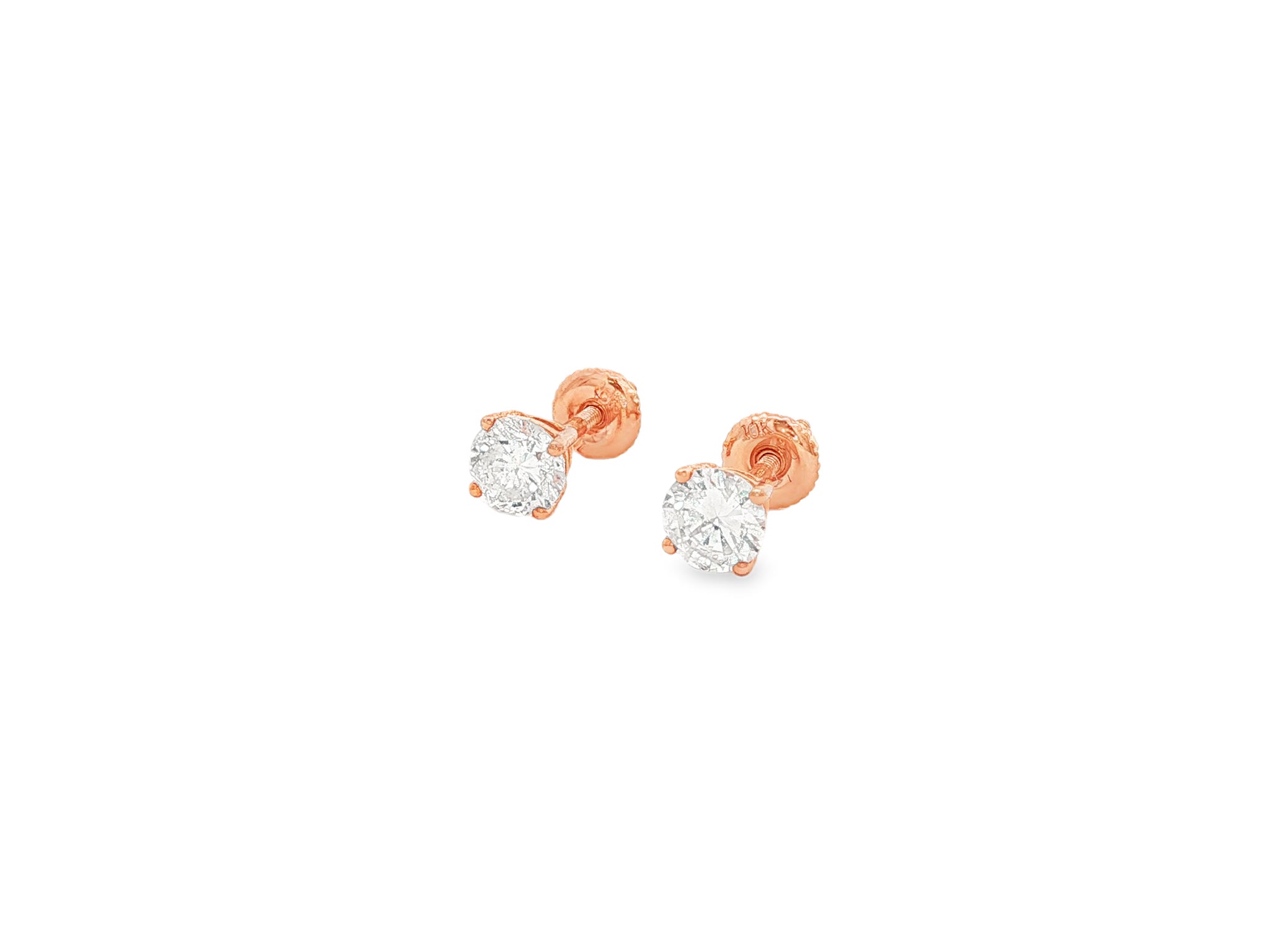 10K Gold Round Diamond Stud Earrings 0.76 CT