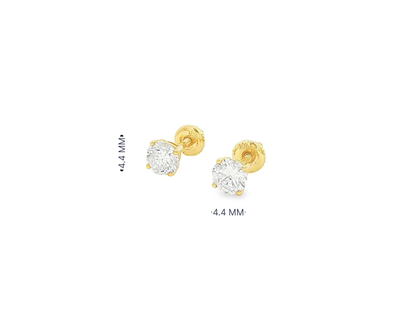10K Gold Round Diamond Stud Earrings 0.76 CT