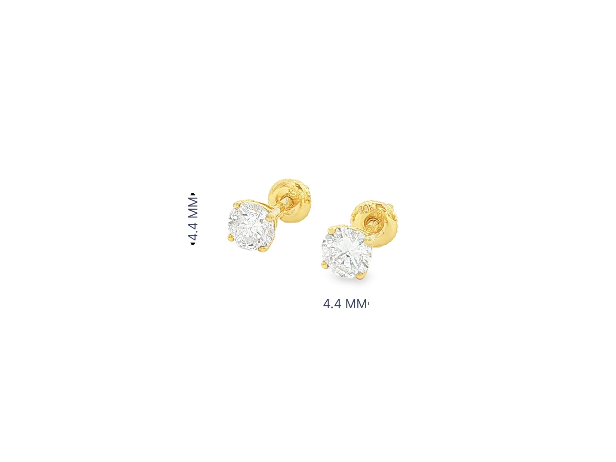 10K Gold Round Diamond Stud Earrings 0.76 CT