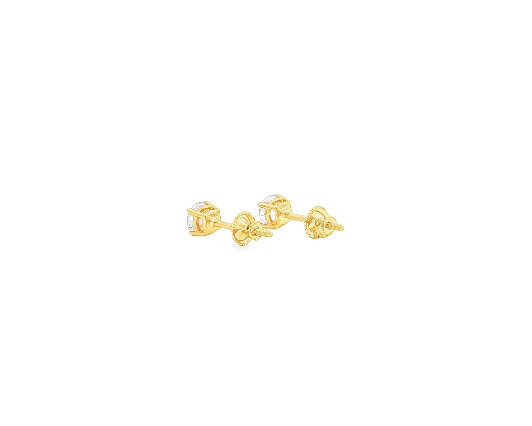 10K Gold Round Diamond Stud Earrings 0.76 CT