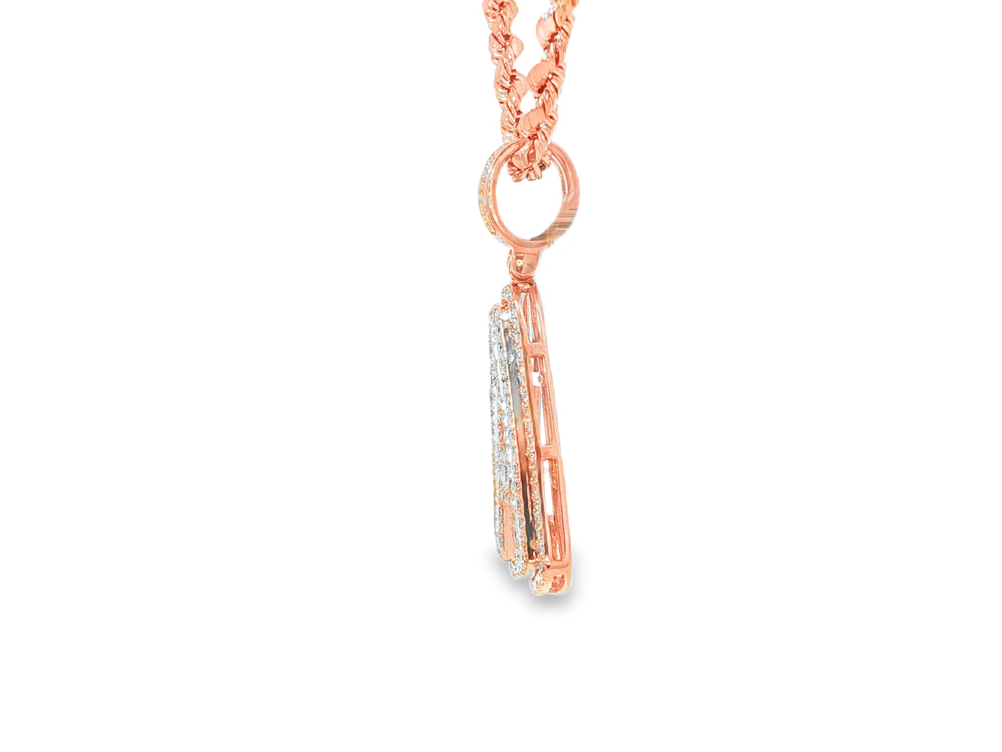 10k Gold Baguette & Round Natural Diamond Initial Pendant 1.00ct