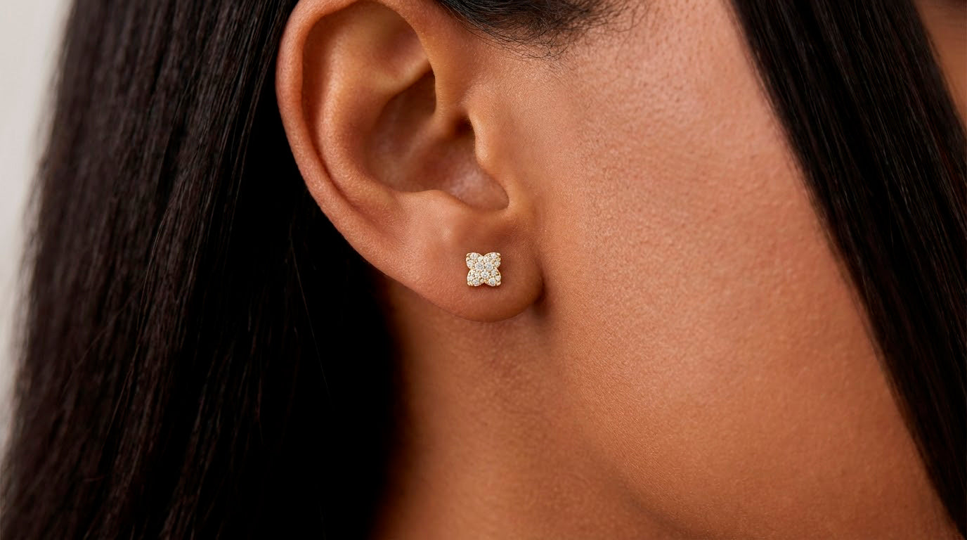 10K Gold Diamond Butterfly Pavé Stud Earrings 0.40 CT