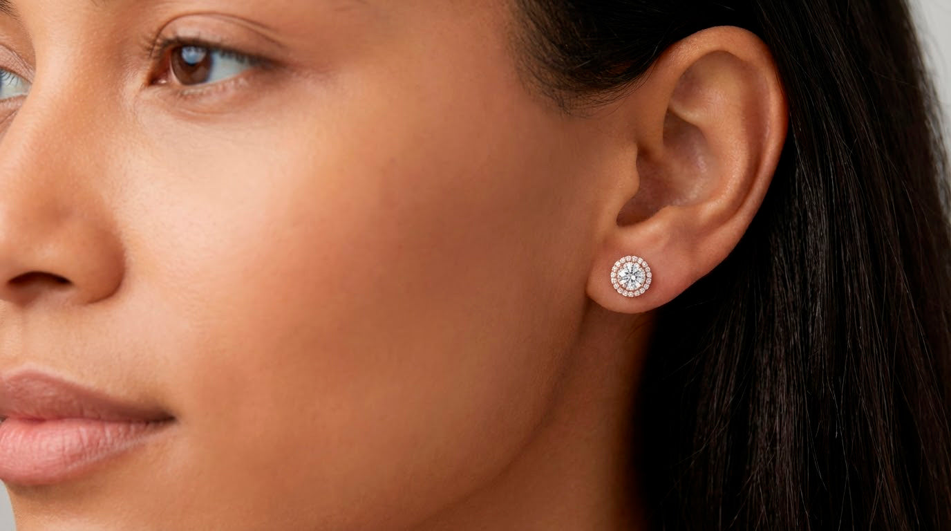 10K Gold Diamond Round Halo Stud Earrings  [0.93ct – 2.32 CT]