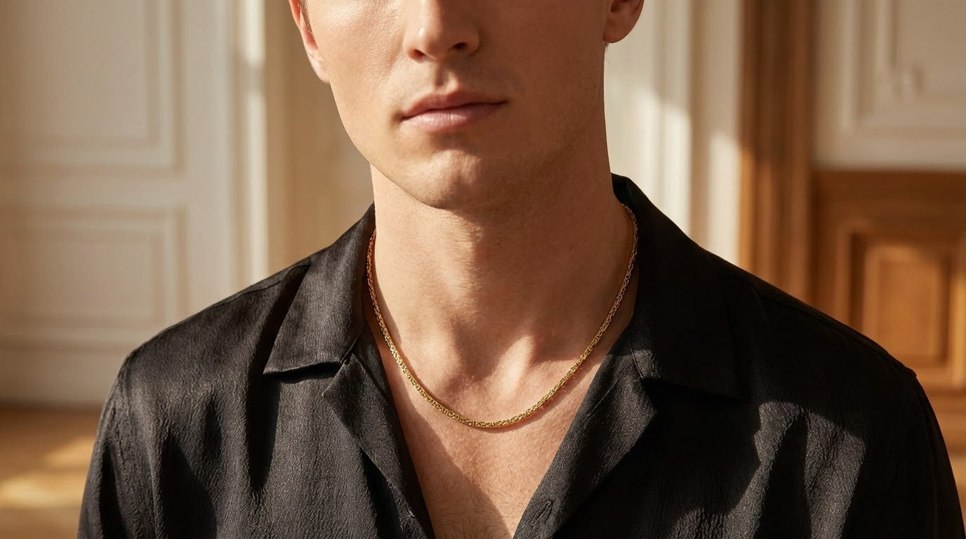 10k Hollow Square Byzantine Link Chain Necklace 3.0mm