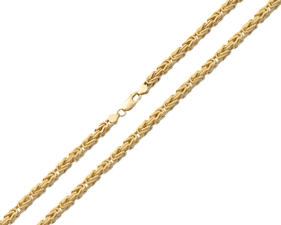 10k Hollow Square Byzantine Link Chain Necklace 3.0mm